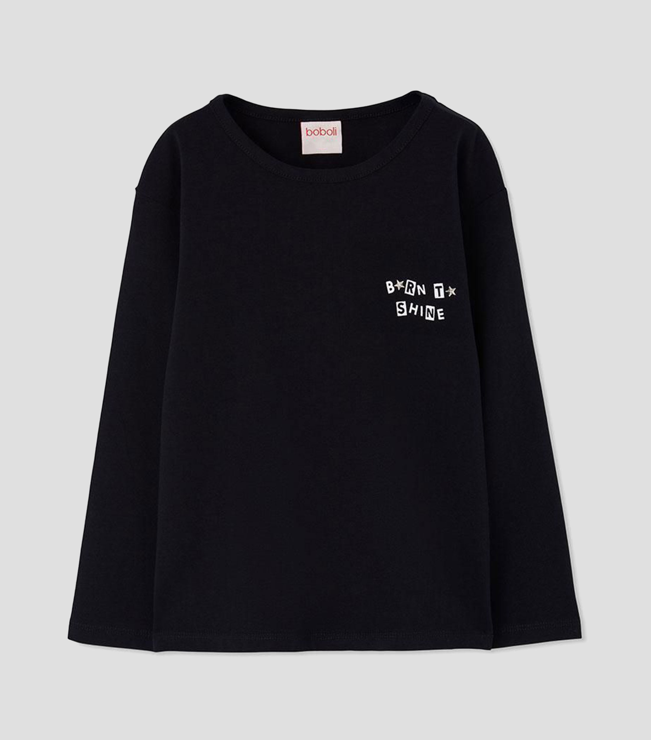 Playera de cuello redondo con manga larga estampada Niña