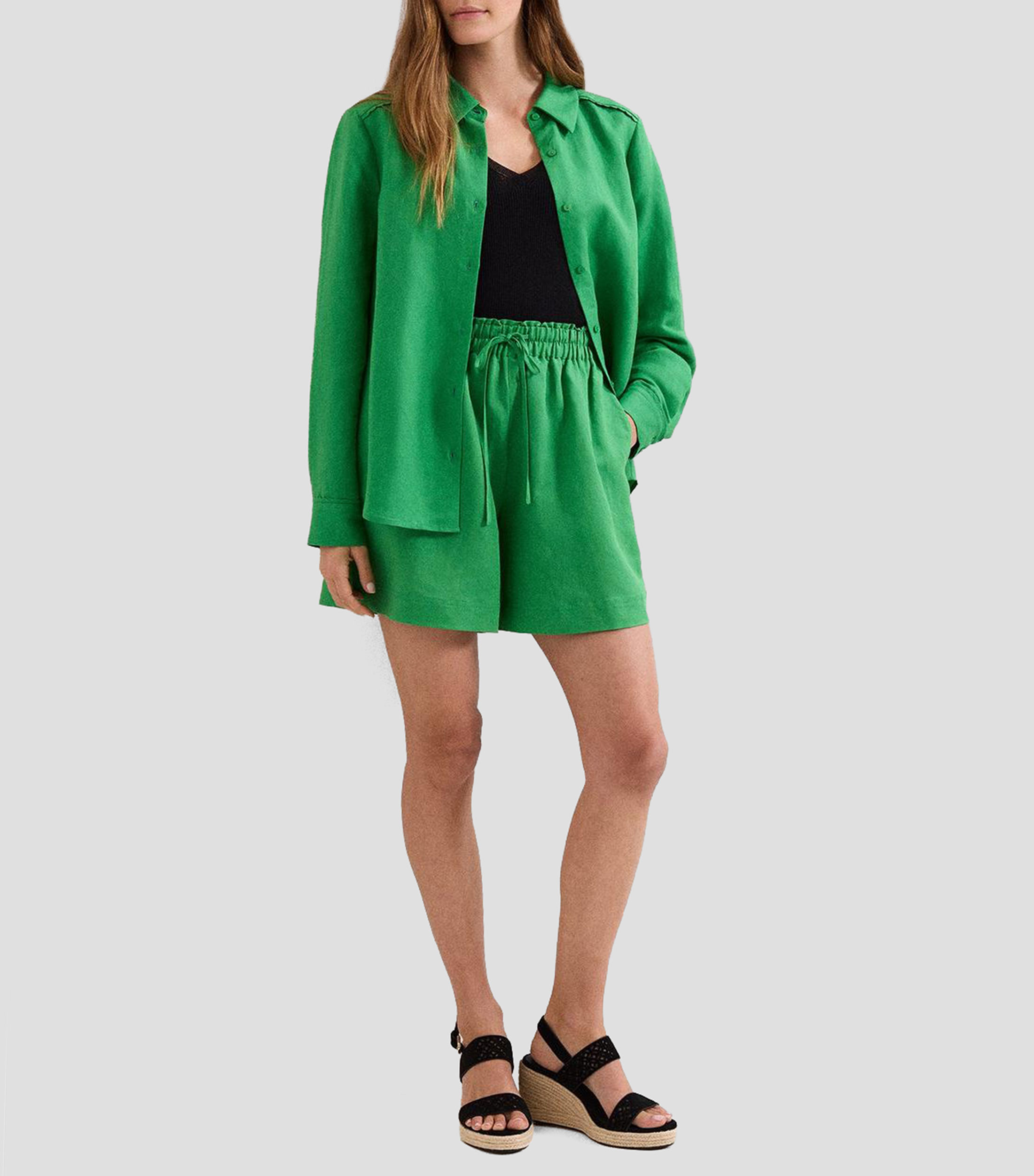 Camisa lisa con manga larga Sloane Mujer