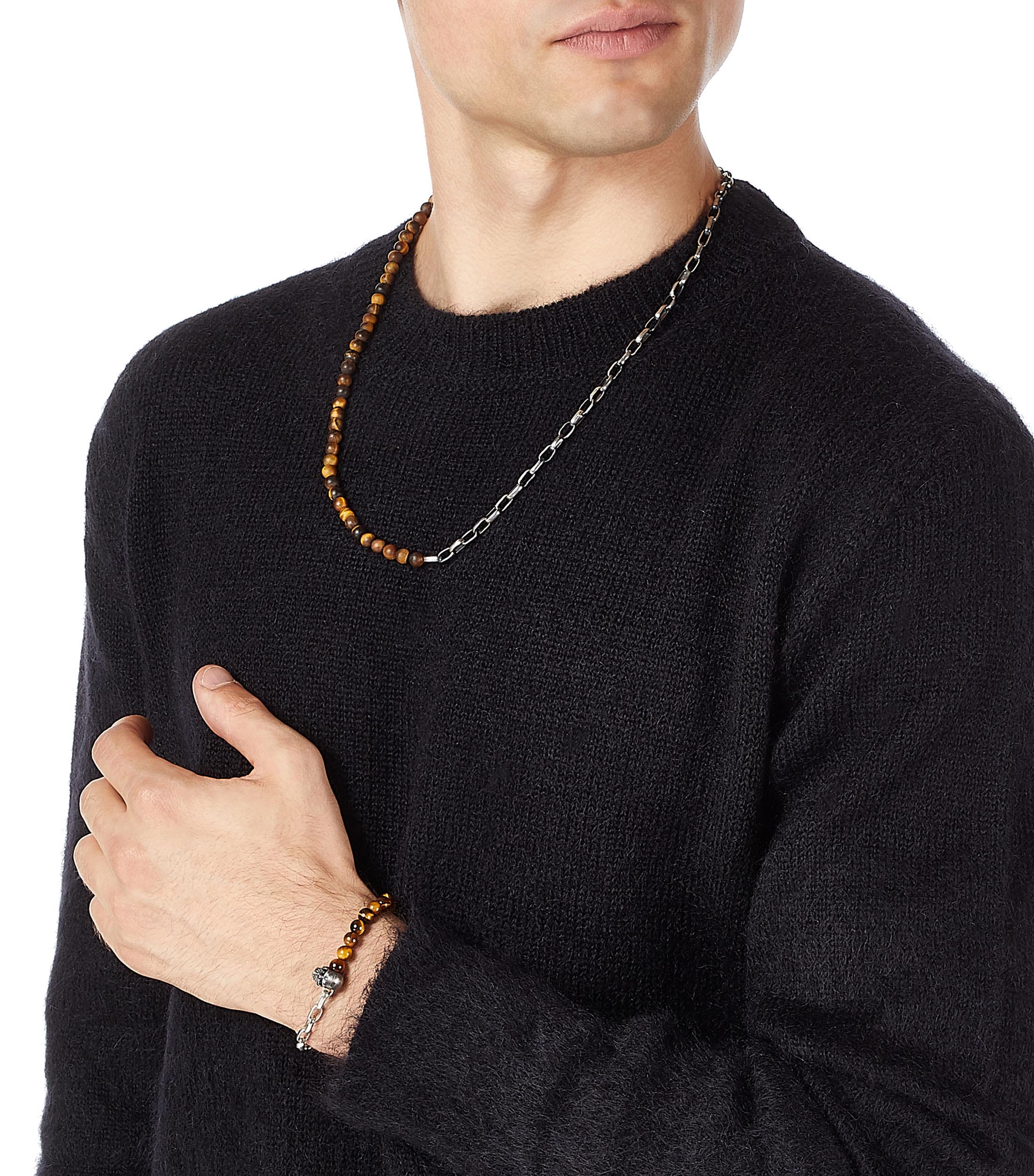 Pulsera Skull Tiger Eye en plata Hombre
