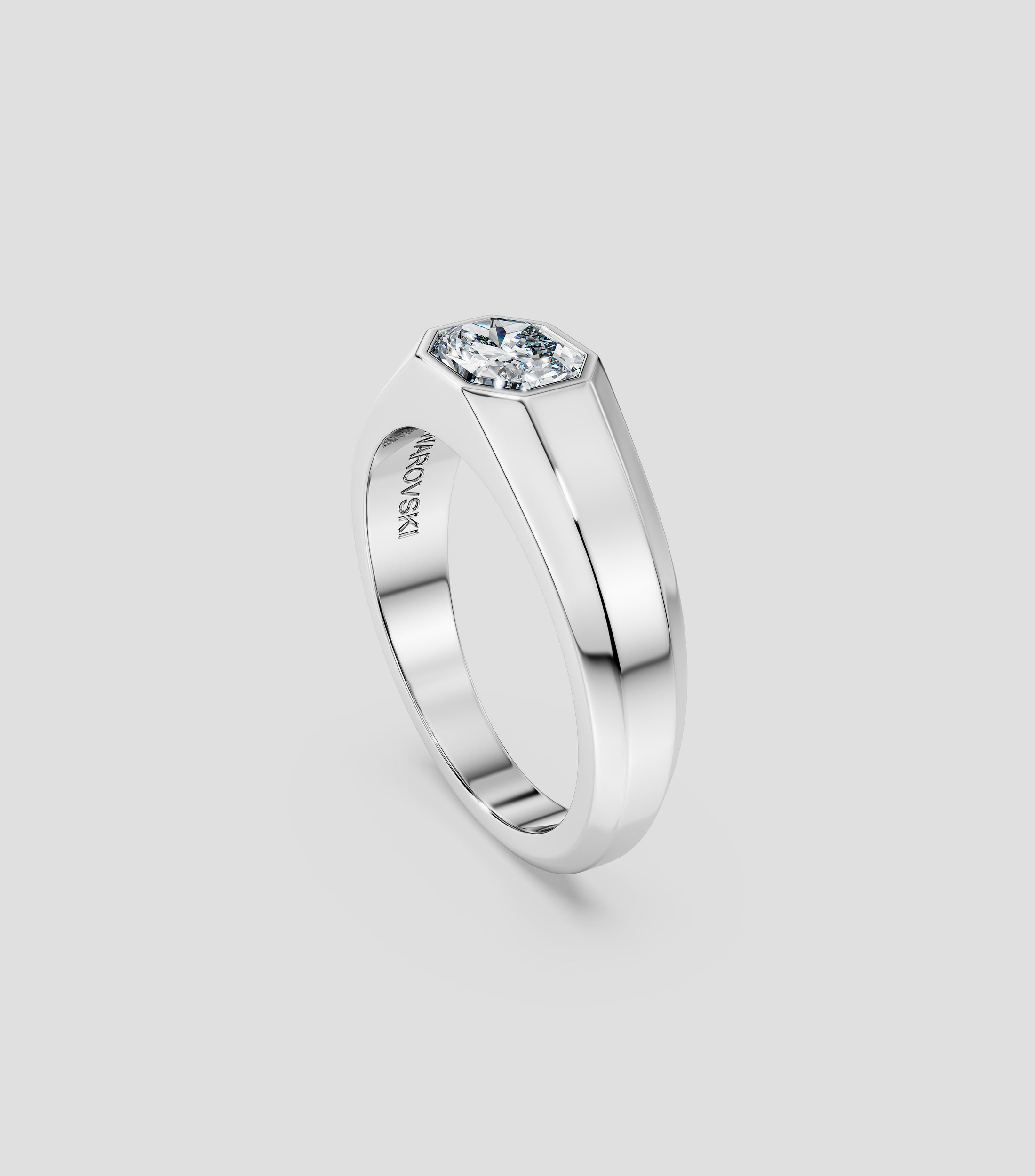 Anillo en oro blanco de 18 kilates Octagon con diamante Mujer, Talla 5