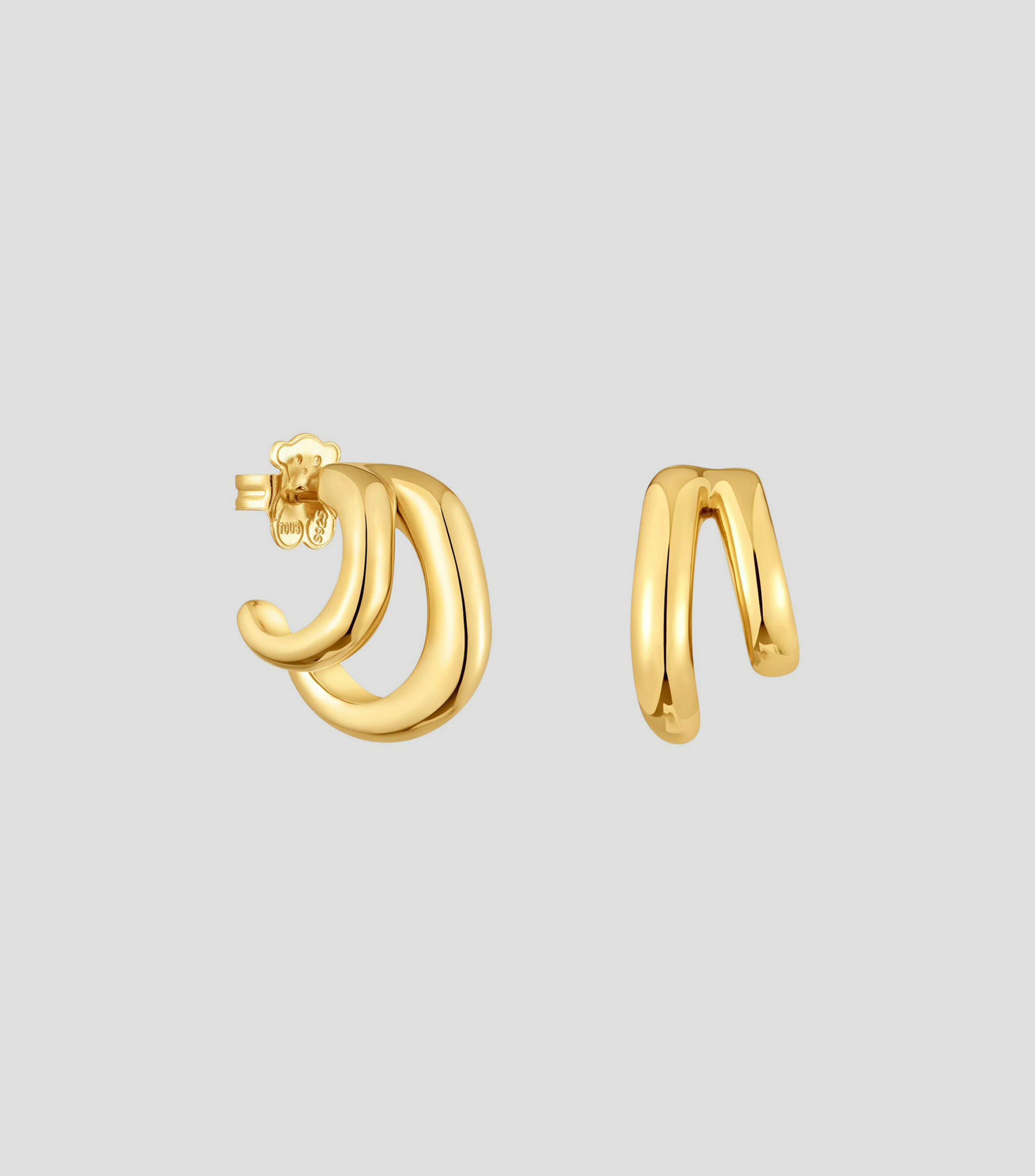 Aretes en plata de doble aro Line Mujer