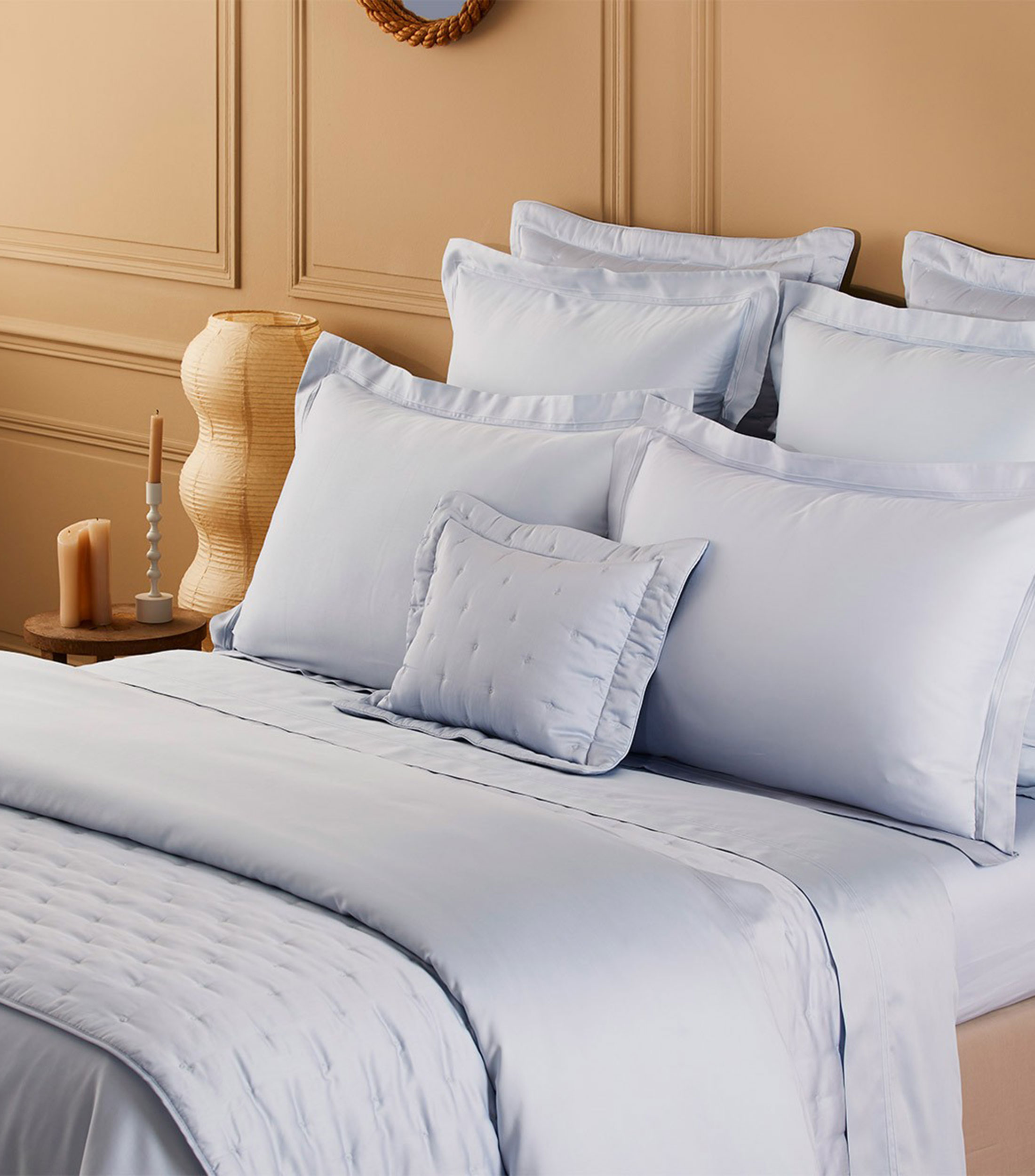 Funda para almohada euro en algodón Triomphe azul