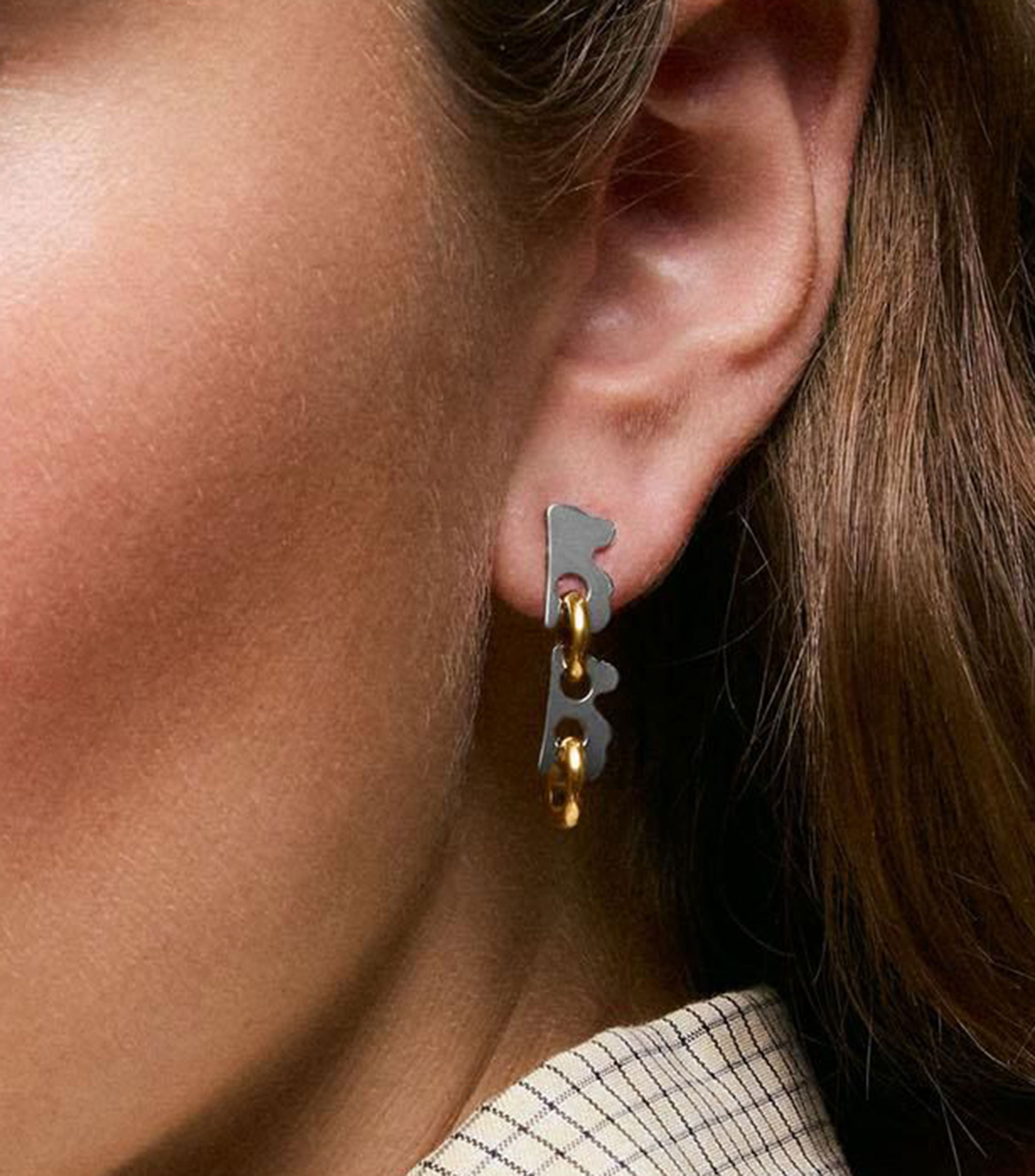 Aretes cortos Half Bear Mujer