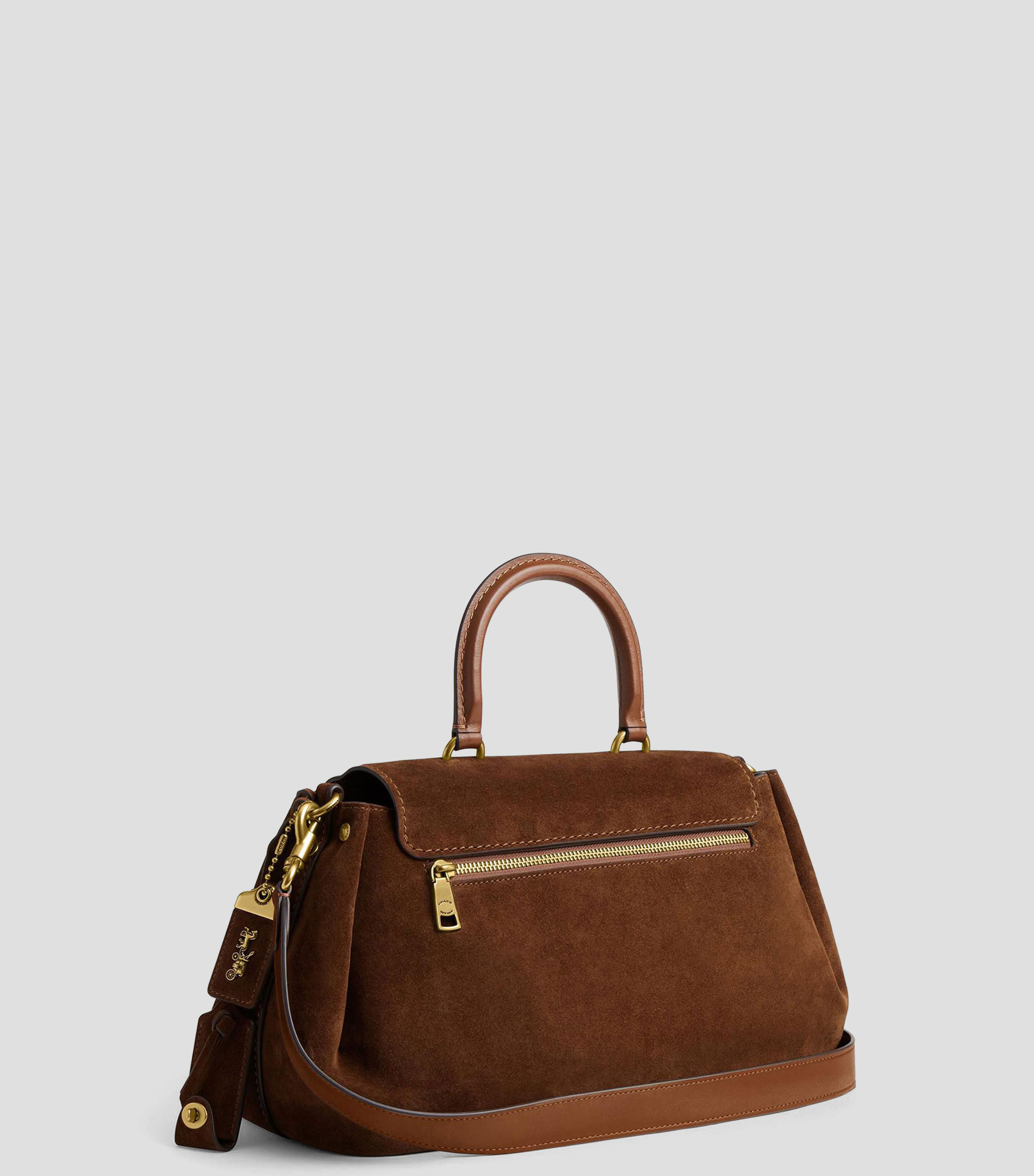 Bolsa satchel café en piel Rogue lisa Mujer