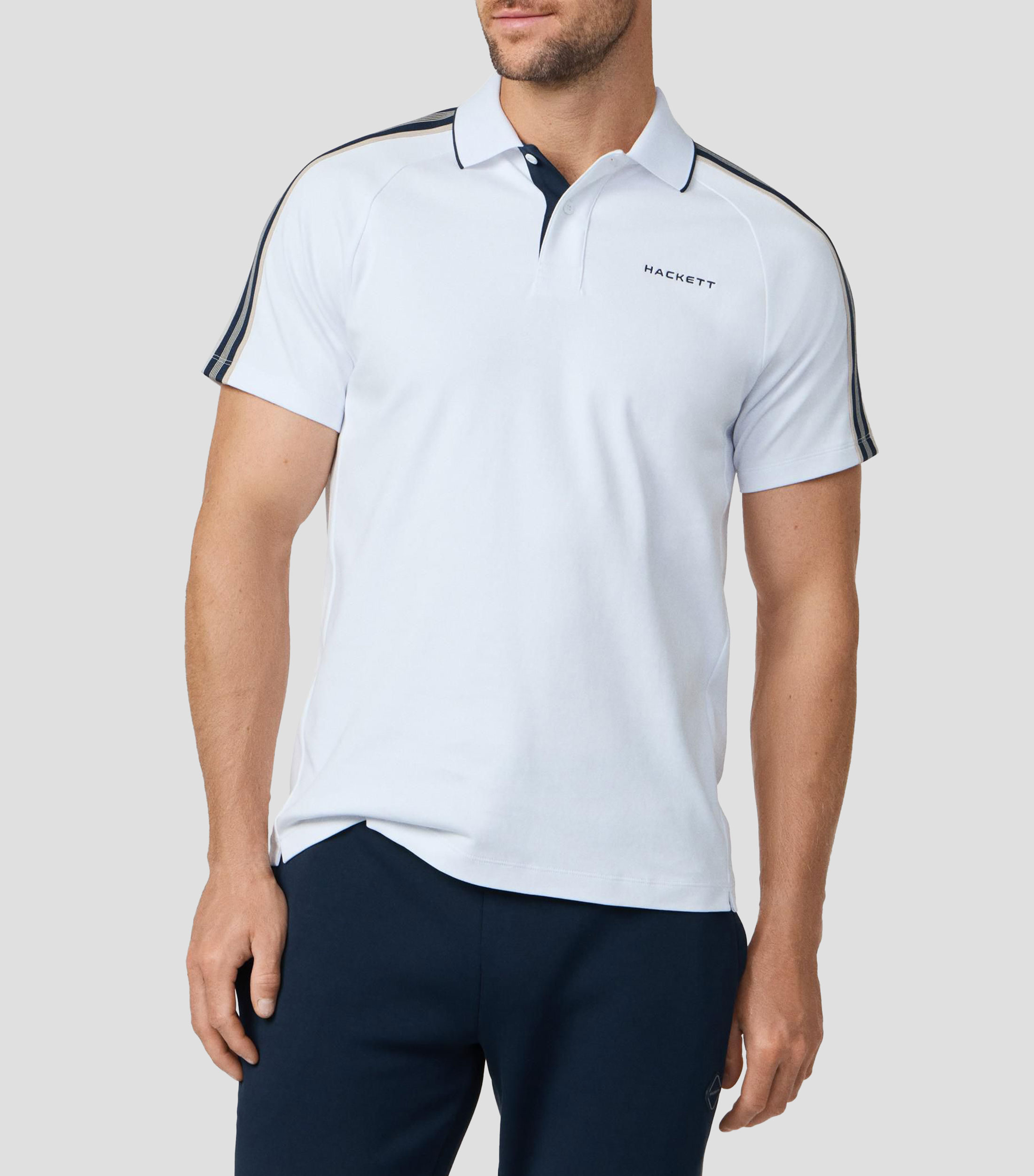 Playera tipo polo de manga corta franjas Hombre