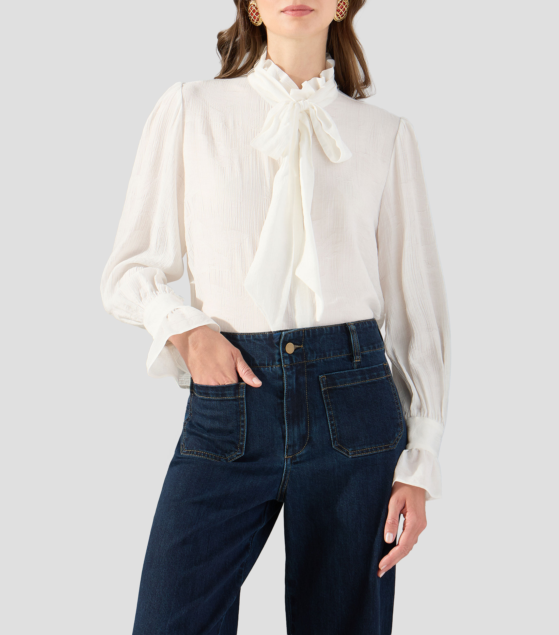 Blusa lisa manga larga Mujer