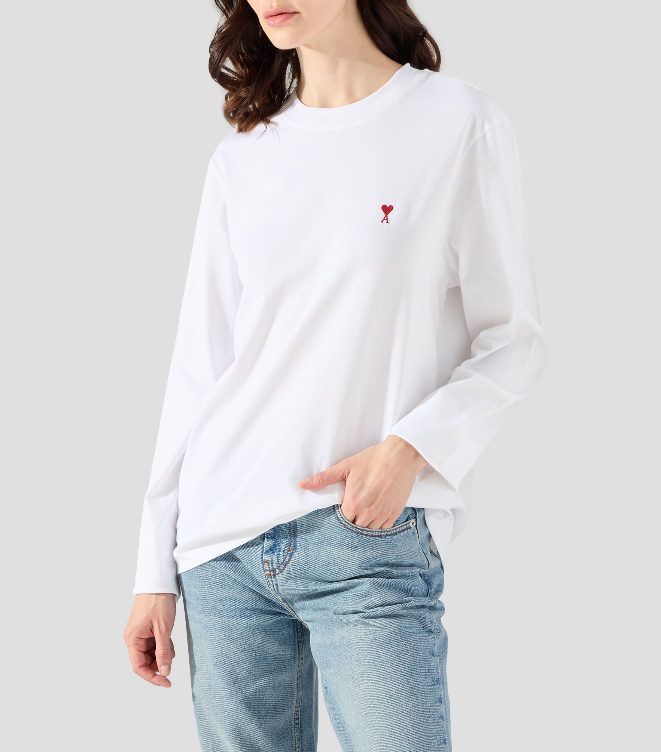 Playera cuello redondo manga larga lisa Mujer