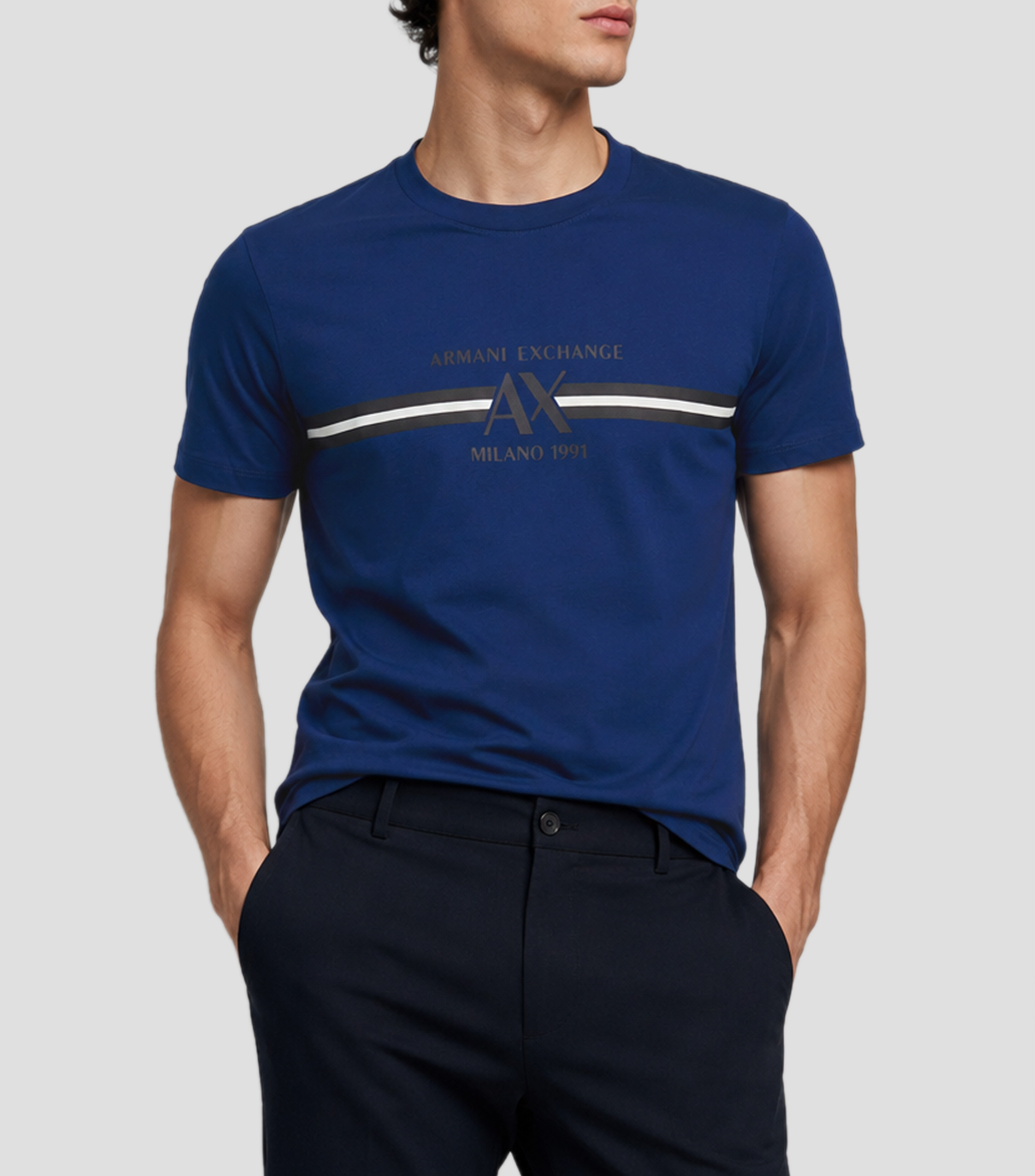 Playera de cuello redondo con manga corta estampada Hombre