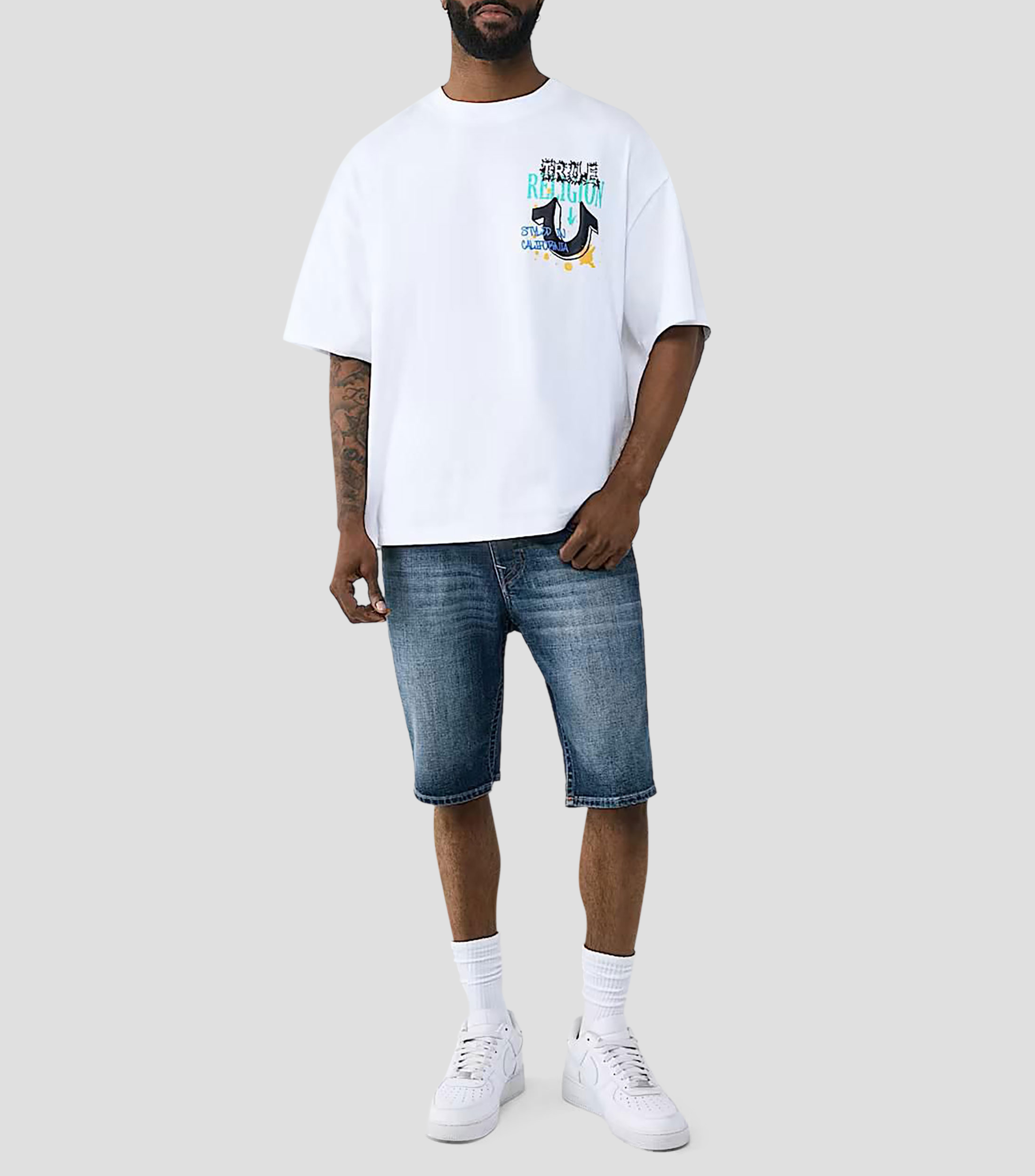 Playera cuello redondo manga corta con estampado Hombre
