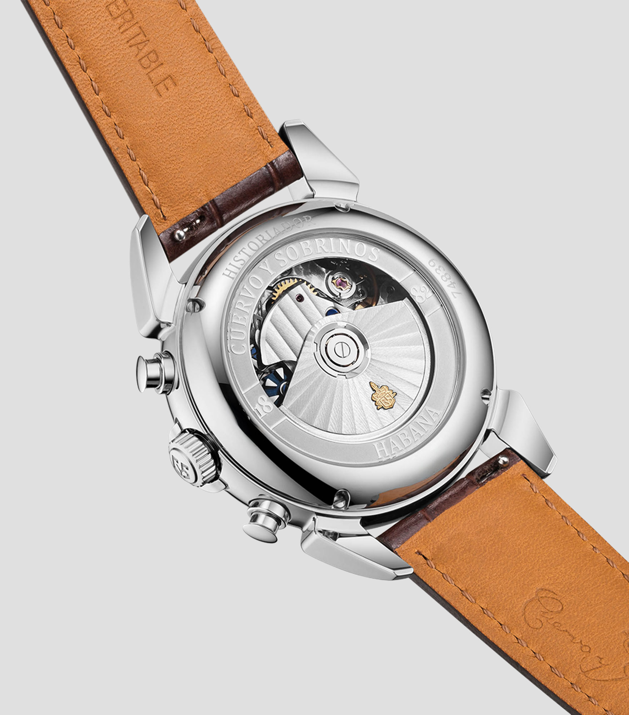 Reloj para Hombre Chronograph Heritage deportivo plateado/café