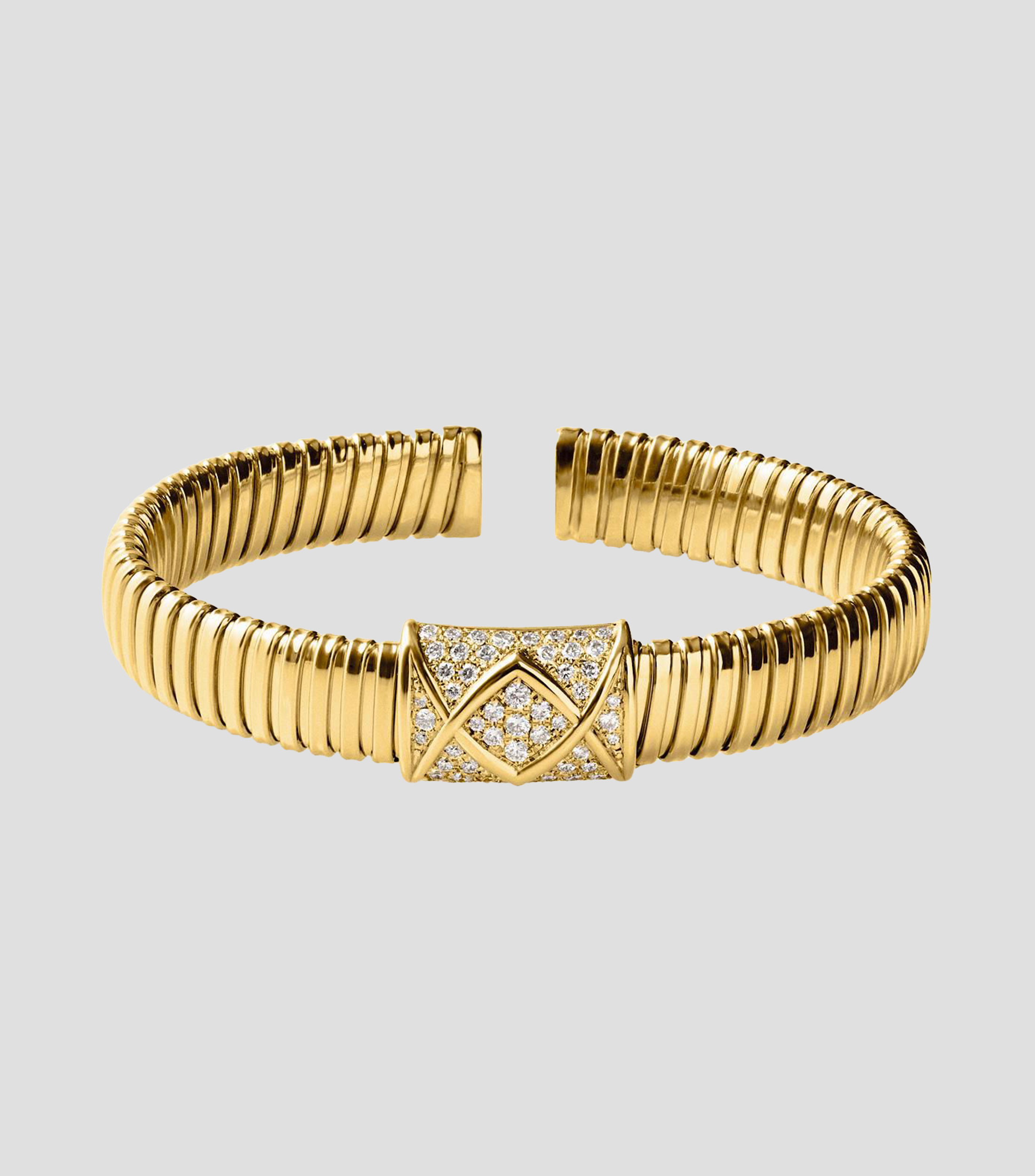 Brazalete tubogas de Oro amarillo de 18 Kilates con 55 diamantes en talla brillante Mujer