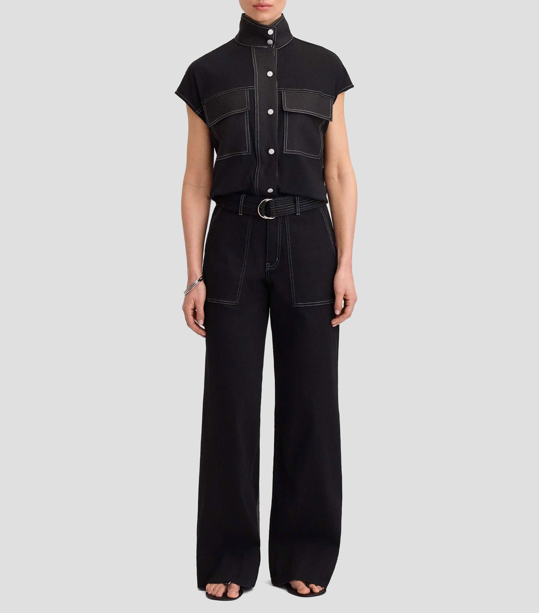 Camisa lisa con manga corta Mujer