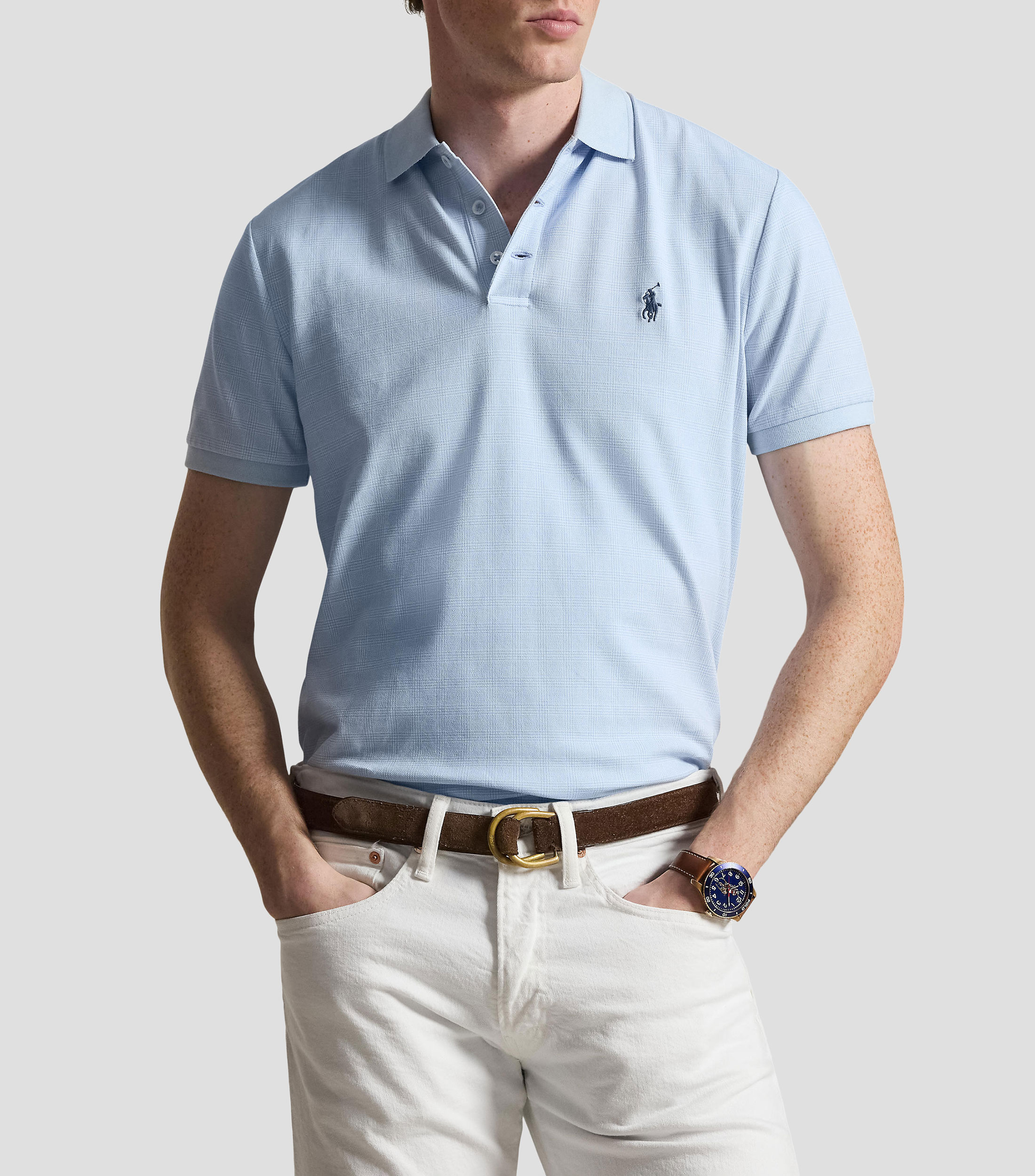 Playera tipo polo con manga corta lisa Hombre