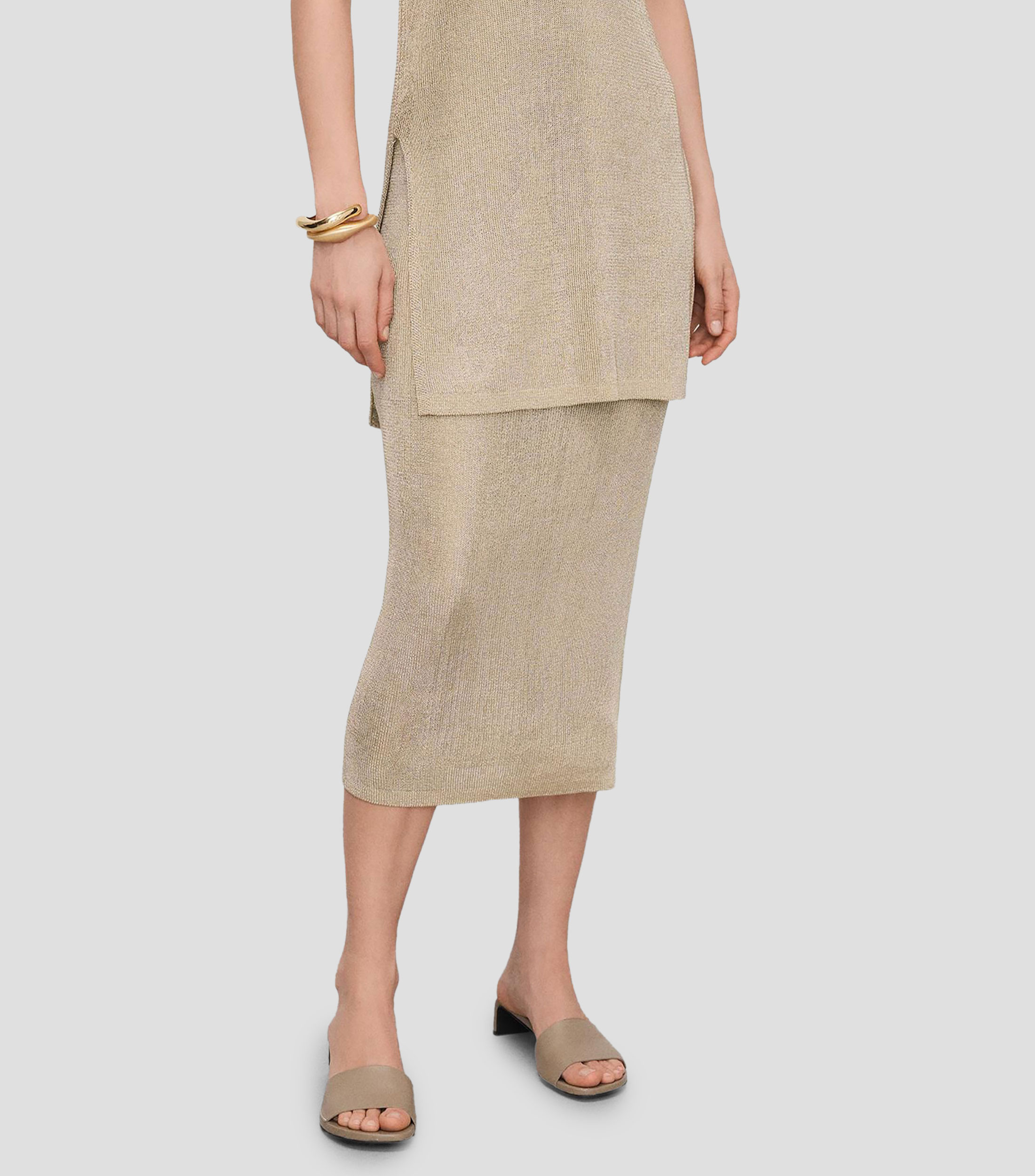 Falda midi corte resto microdiseño Mujer