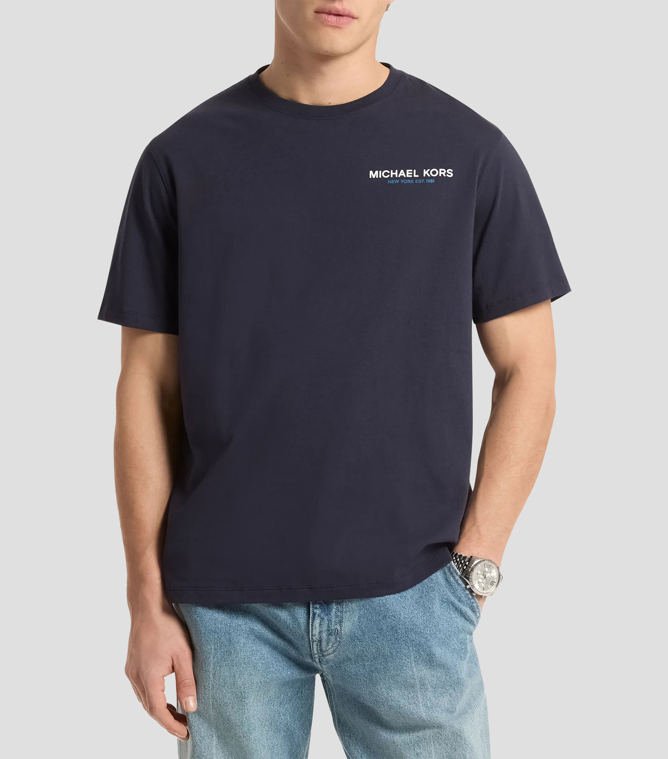 Playera cuello redondo manga corta con estampado Hombre