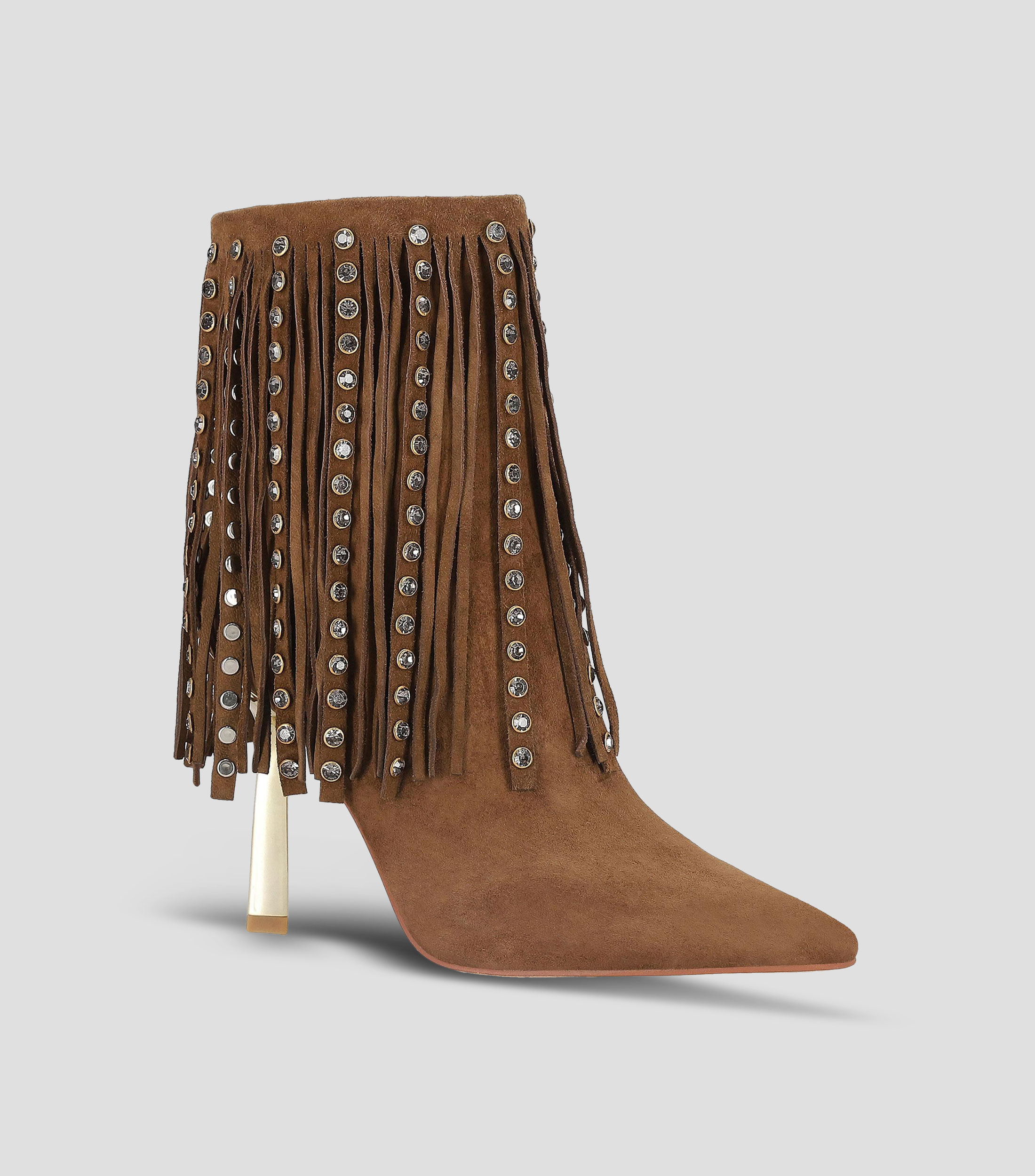 Botines de piel con tacón alto de aguja Mujer