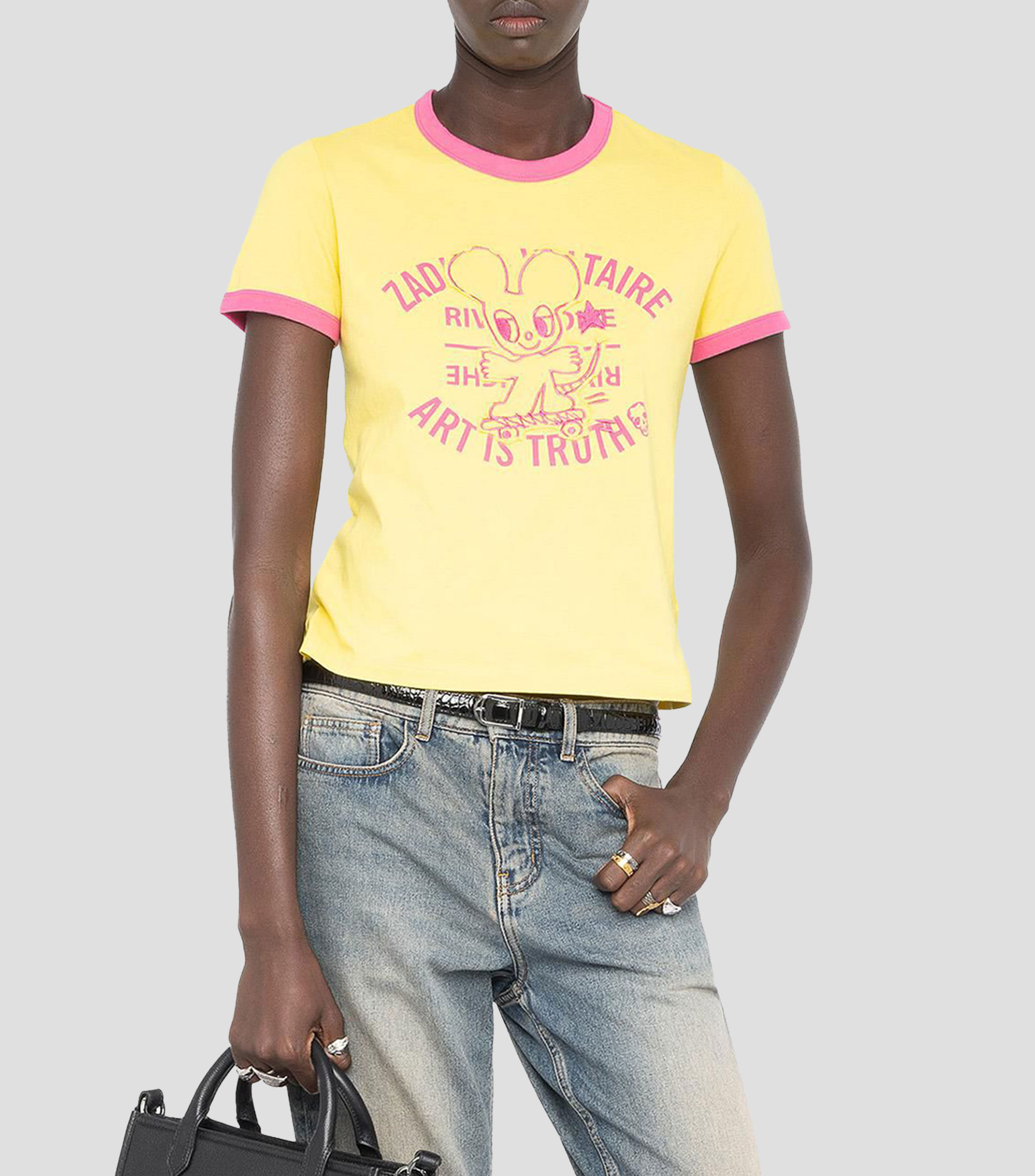 Playera cuello redondo manga corta estampada Mujer