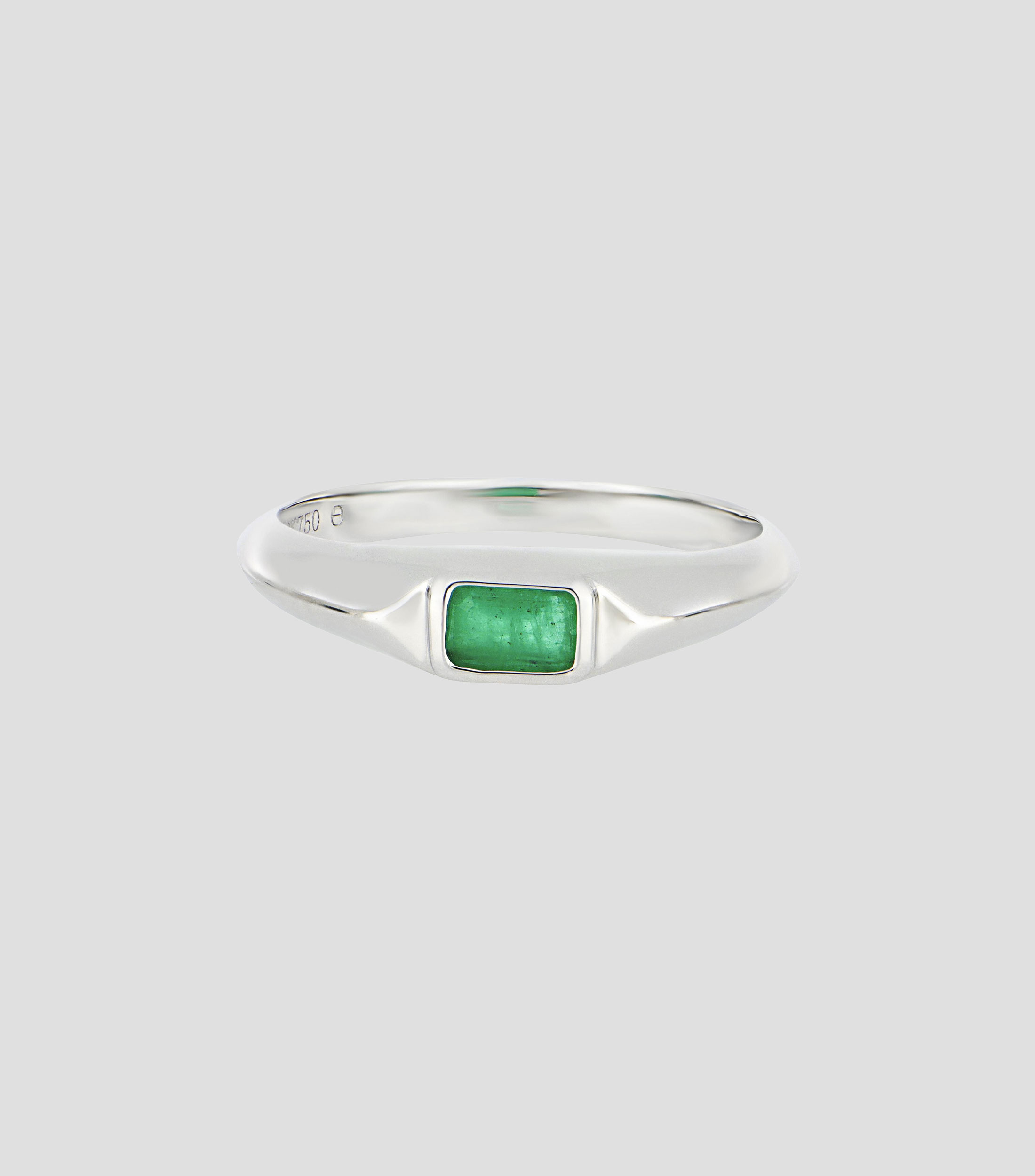 Anillo en Oro blanco de 18 Kilates con esmeralda Mujer