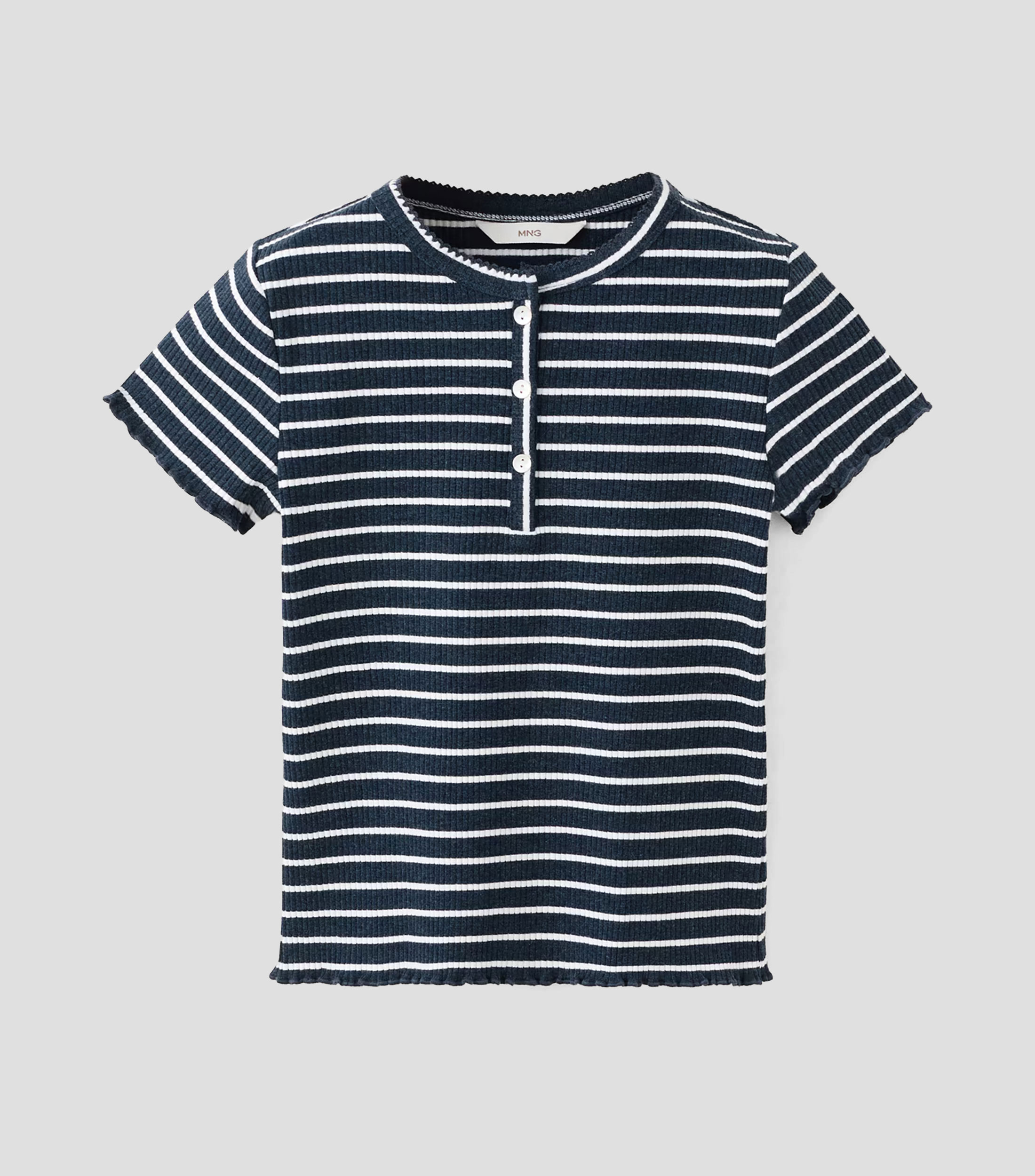 Playera cuello redondo manga corta rayas Niña