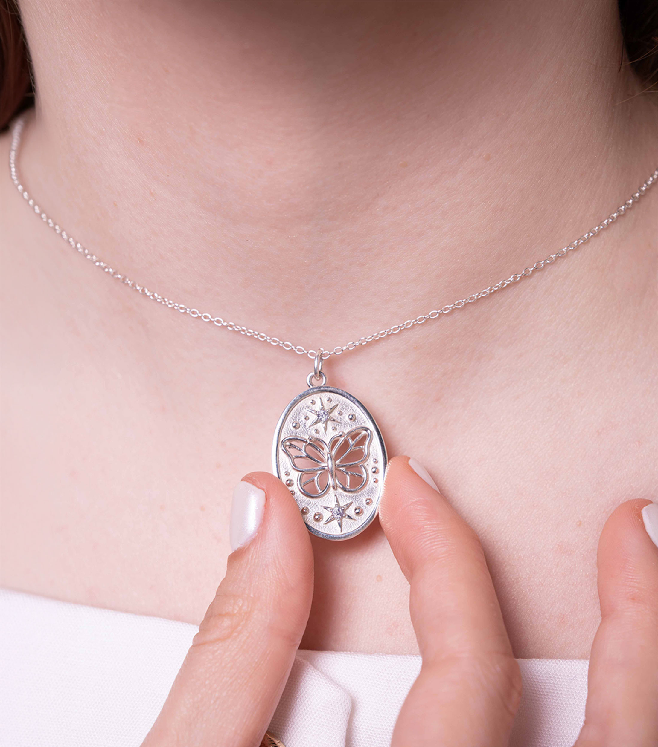 Dije con cadena en plata .925 Mia con circonias Mujer