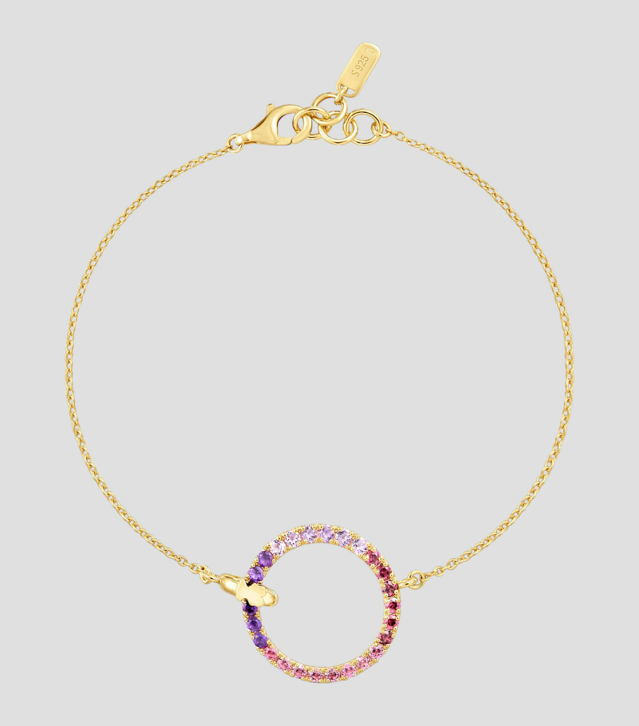 Pulsera en plata con rodolita y amatista Straight Mujer