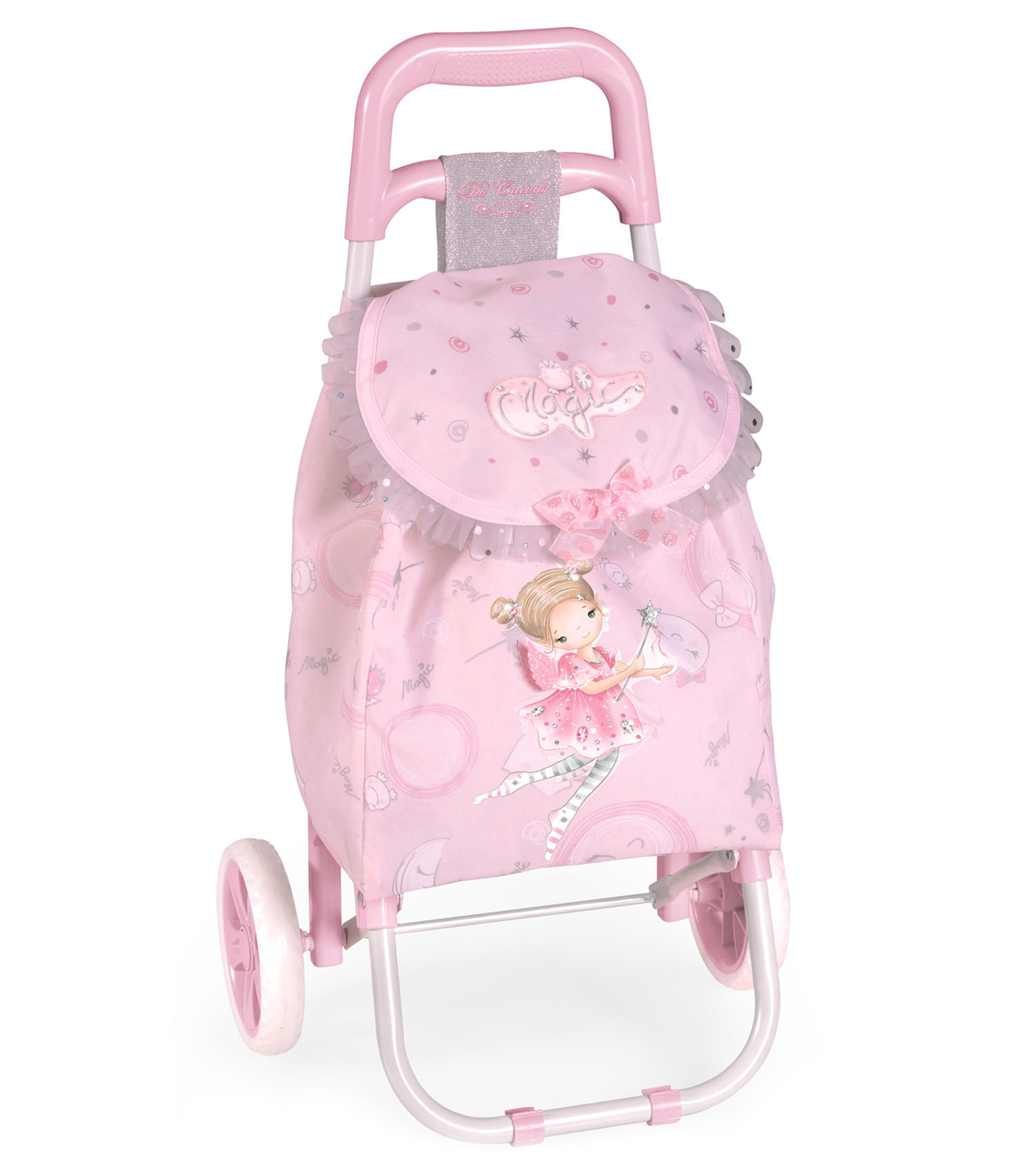 DE CUEVAS TOYS Chariot Pliable Rose – Structure Légère, Roues Silencieuses – Pour Jeux De Rôle Et Courses