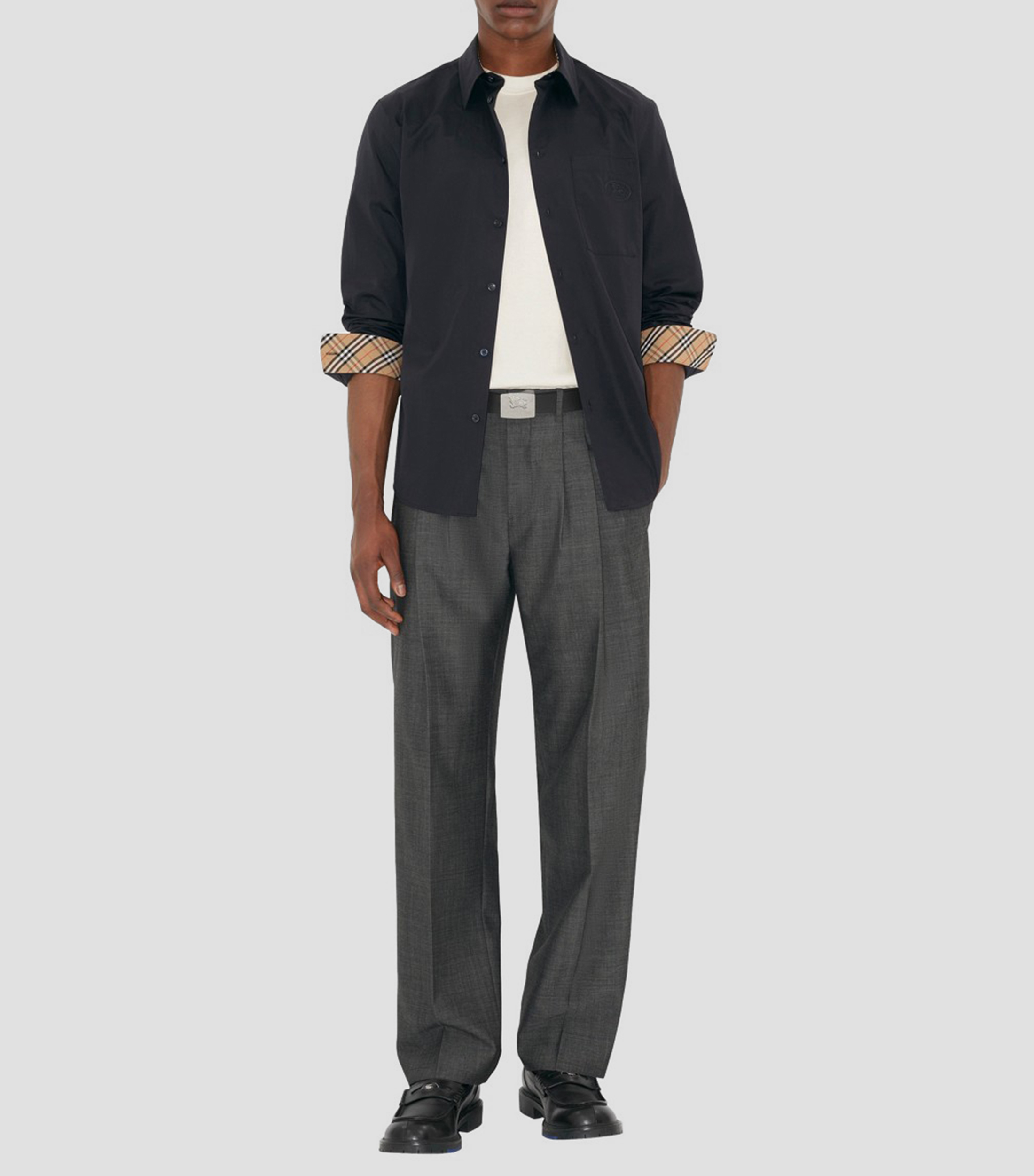Camisa lisa de manga corta Hombre