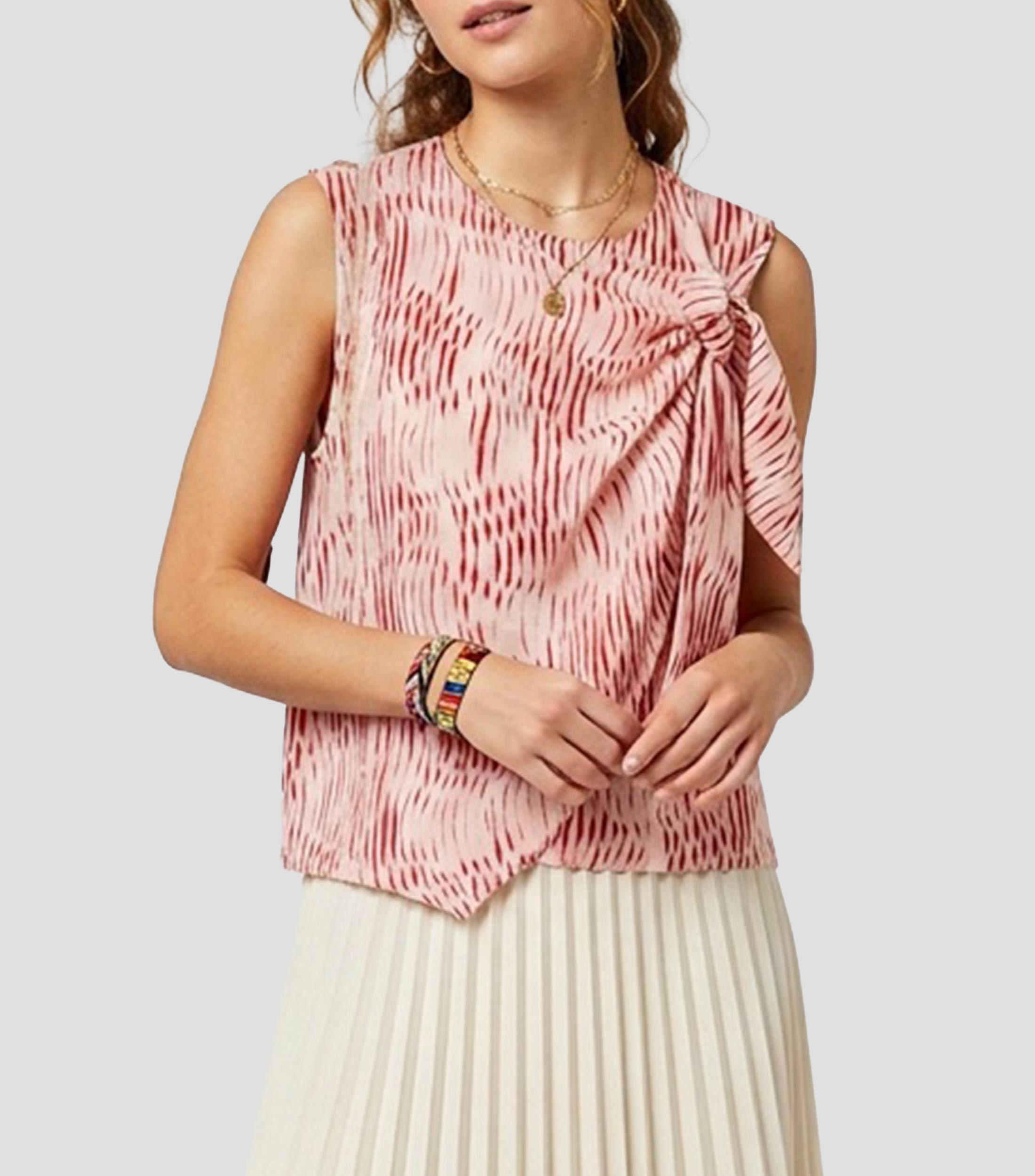 Blusa con estampado sin mangas Mujer