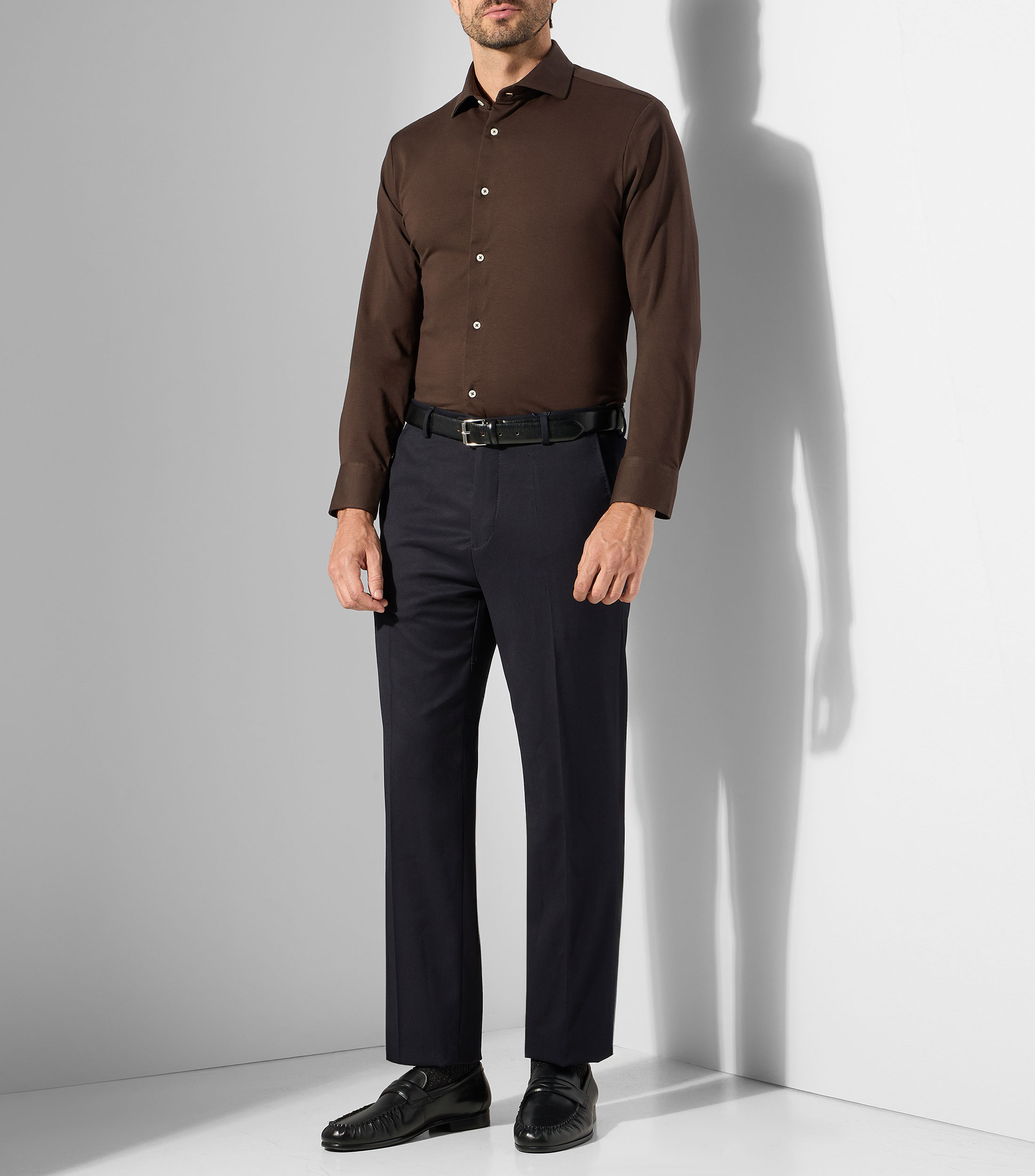 Camisa lisa manga larga Hombre