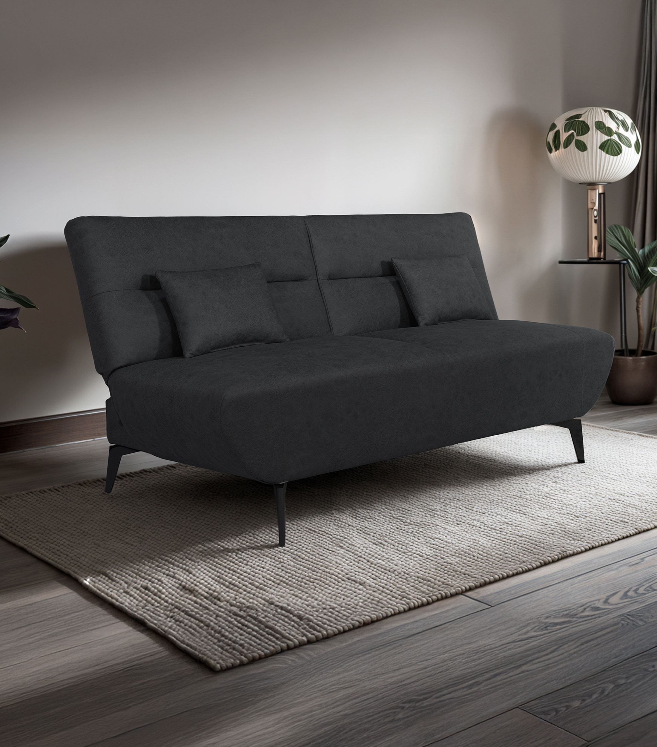 Sofá cama en tela Bolonia gris Óxford