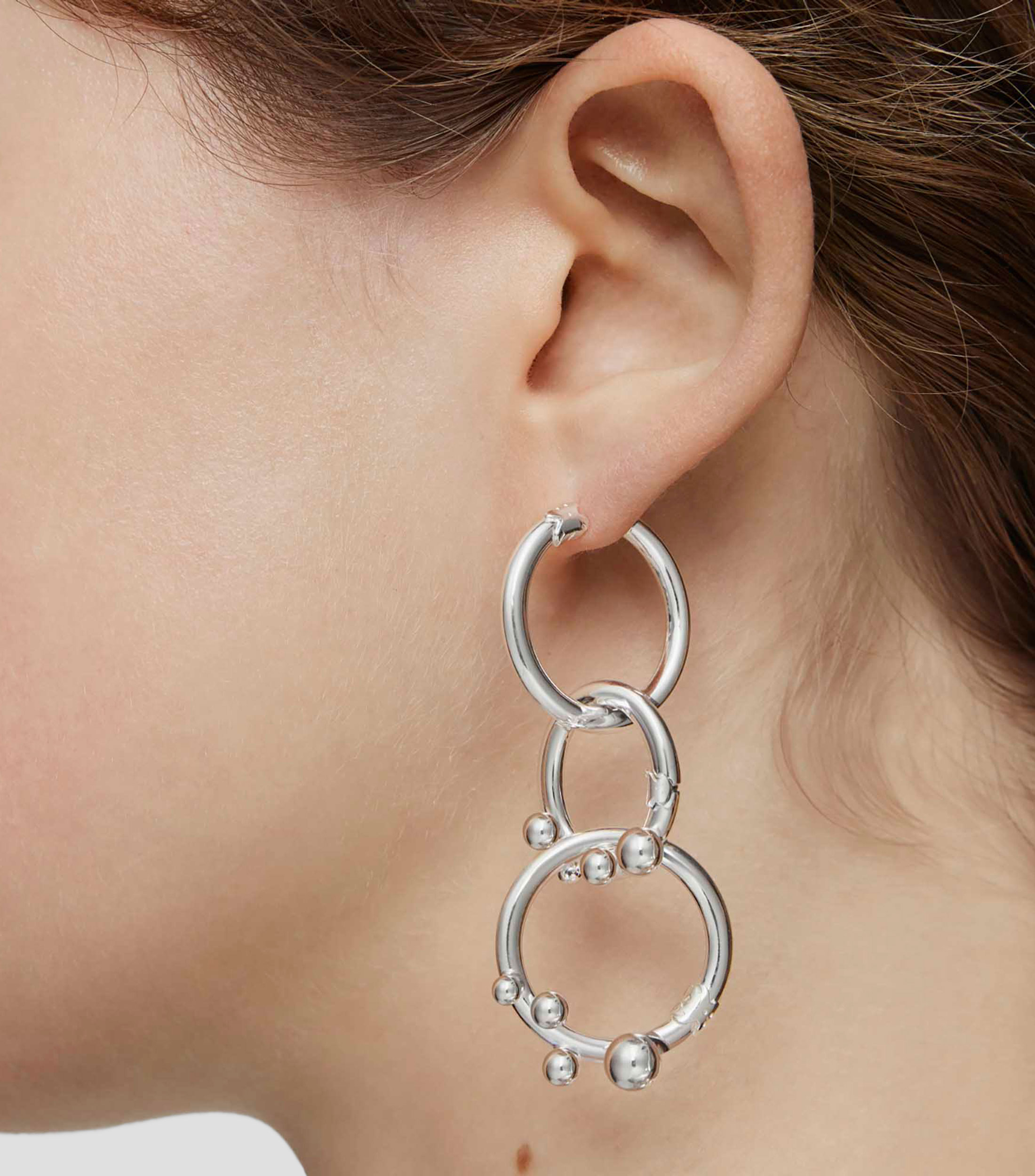 Aretes de anilla en plata de primera ley Hold Mujer