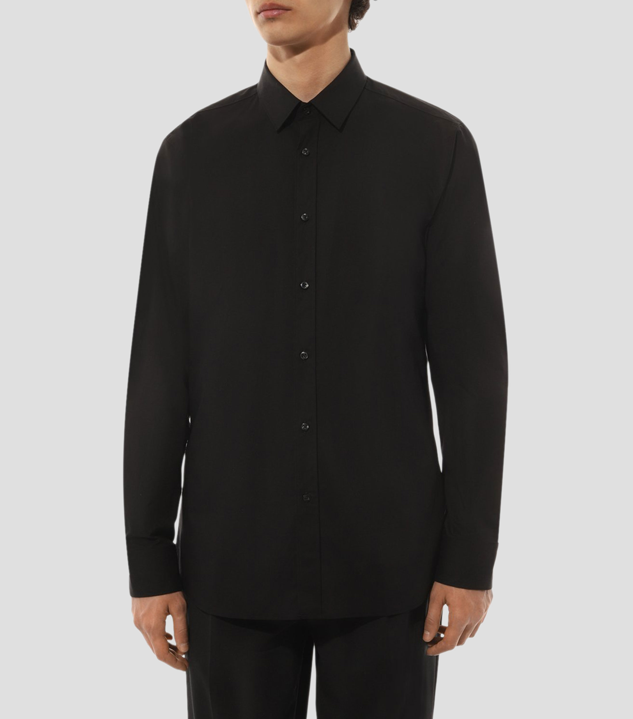 Camisa de corte ajustado en popelina de algodón elástico Hombre