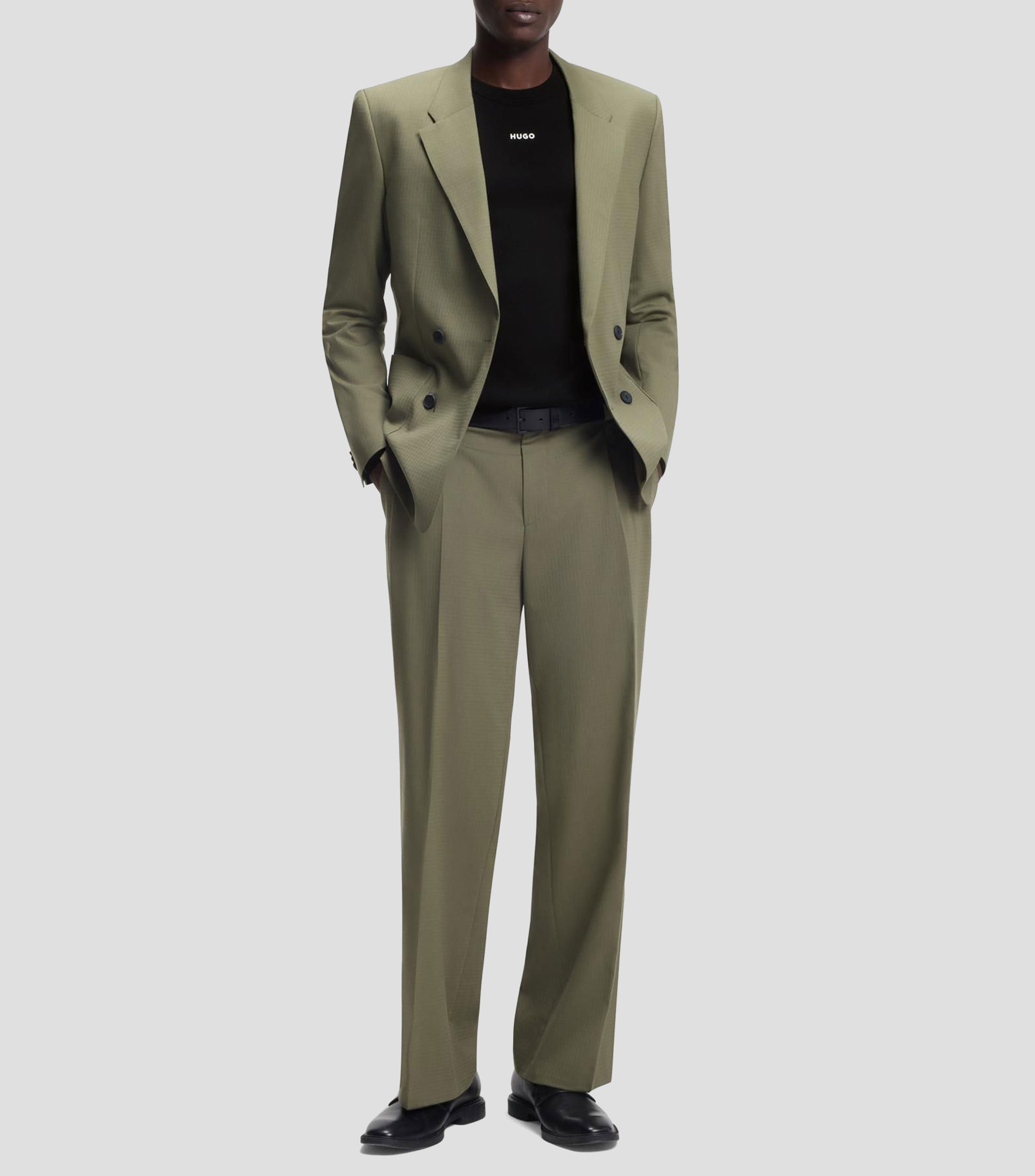 Suéter slim fit de algodón con detalle de logo Hombre