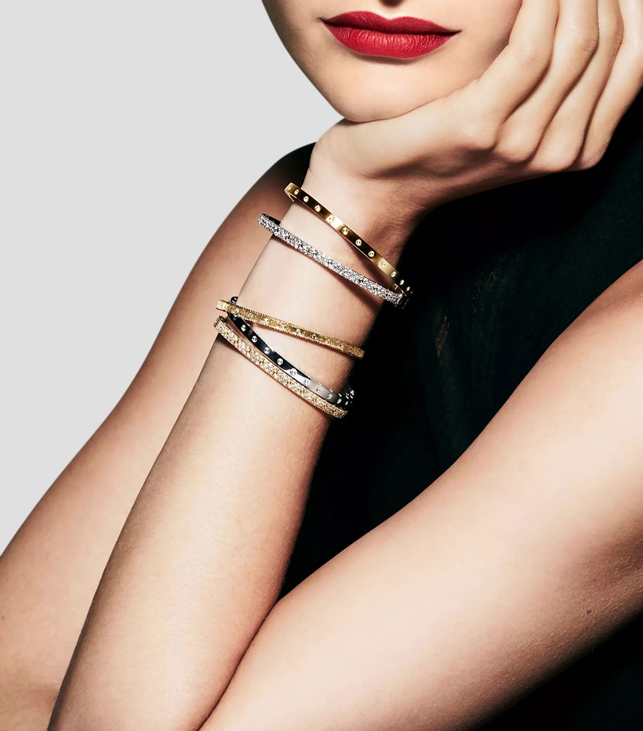 Brazalete en oro blanco de 18 kilates con diamantes Pois Moi Mujer