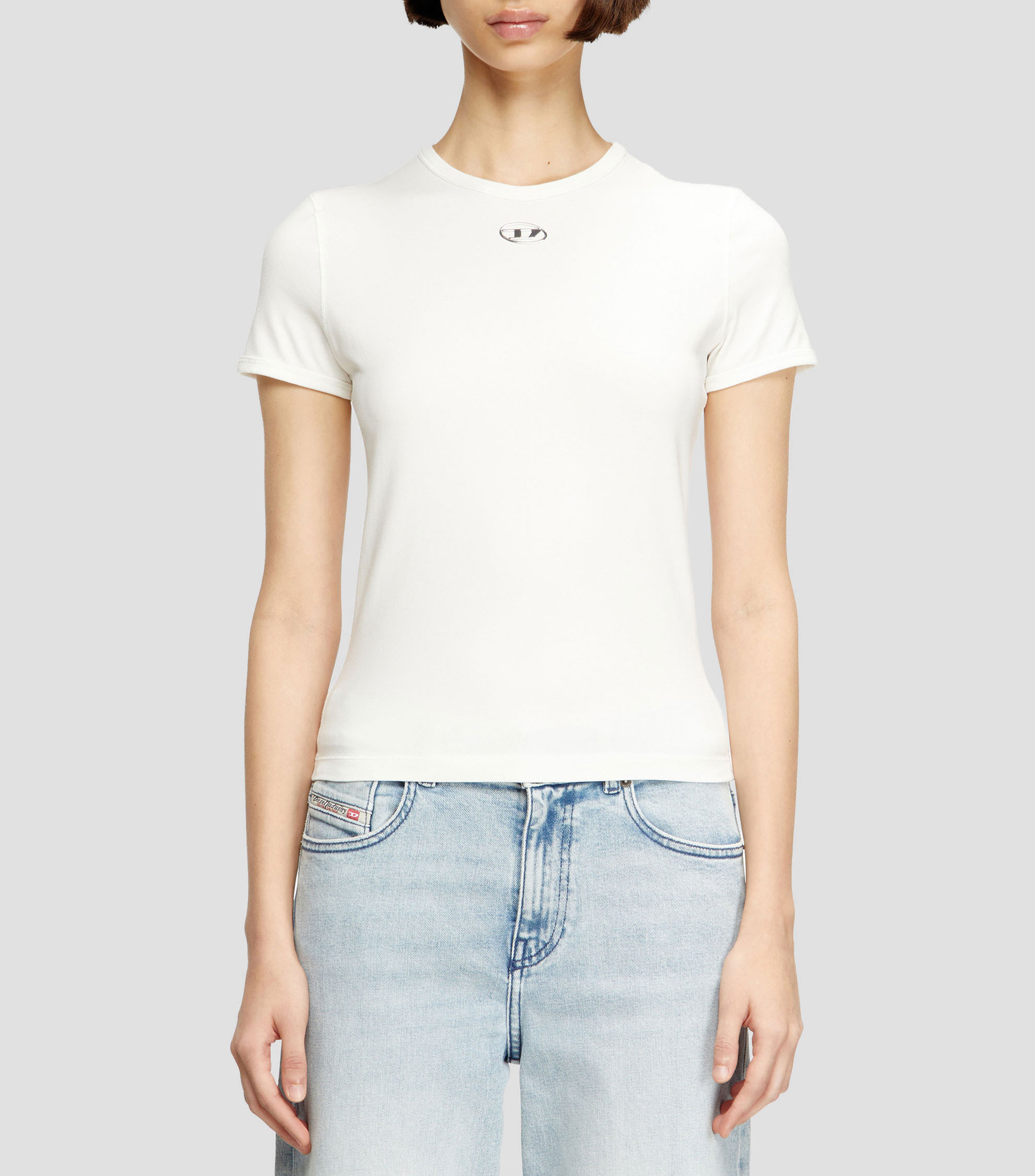 Playera cuello redondo manga corta lisa Mujer