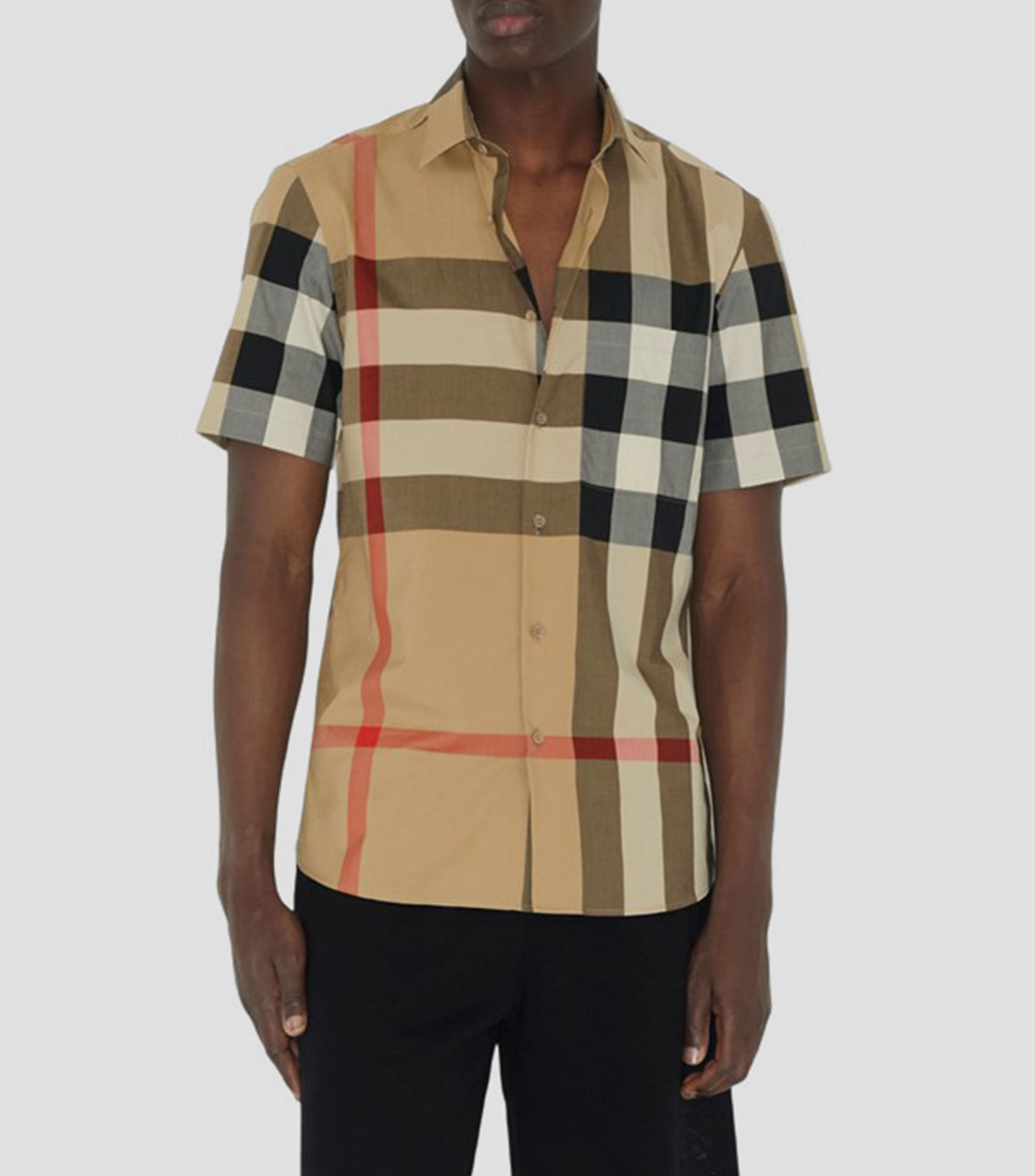 Camisa con cuadros manga corta Hombre