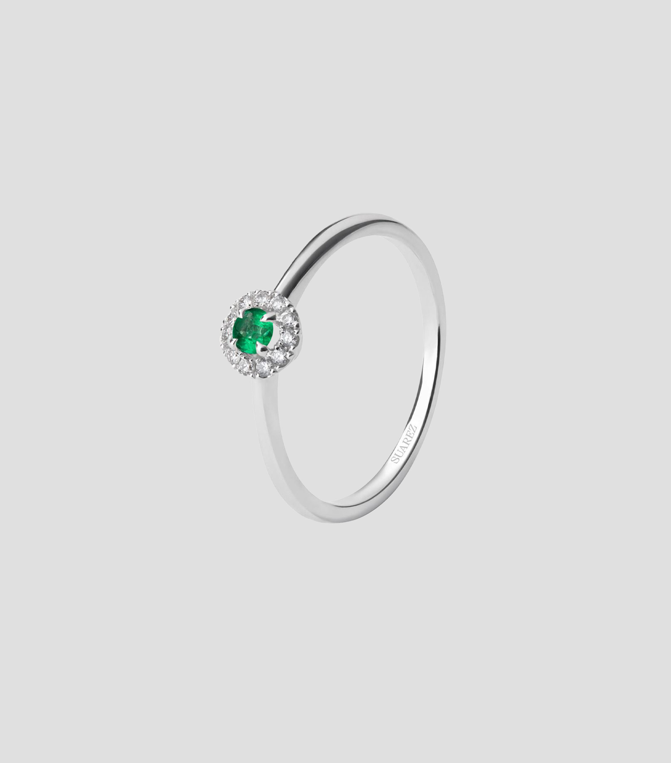 Anillo en Oro blanco de 18 Kilates Big Three con esmeralda Mujer