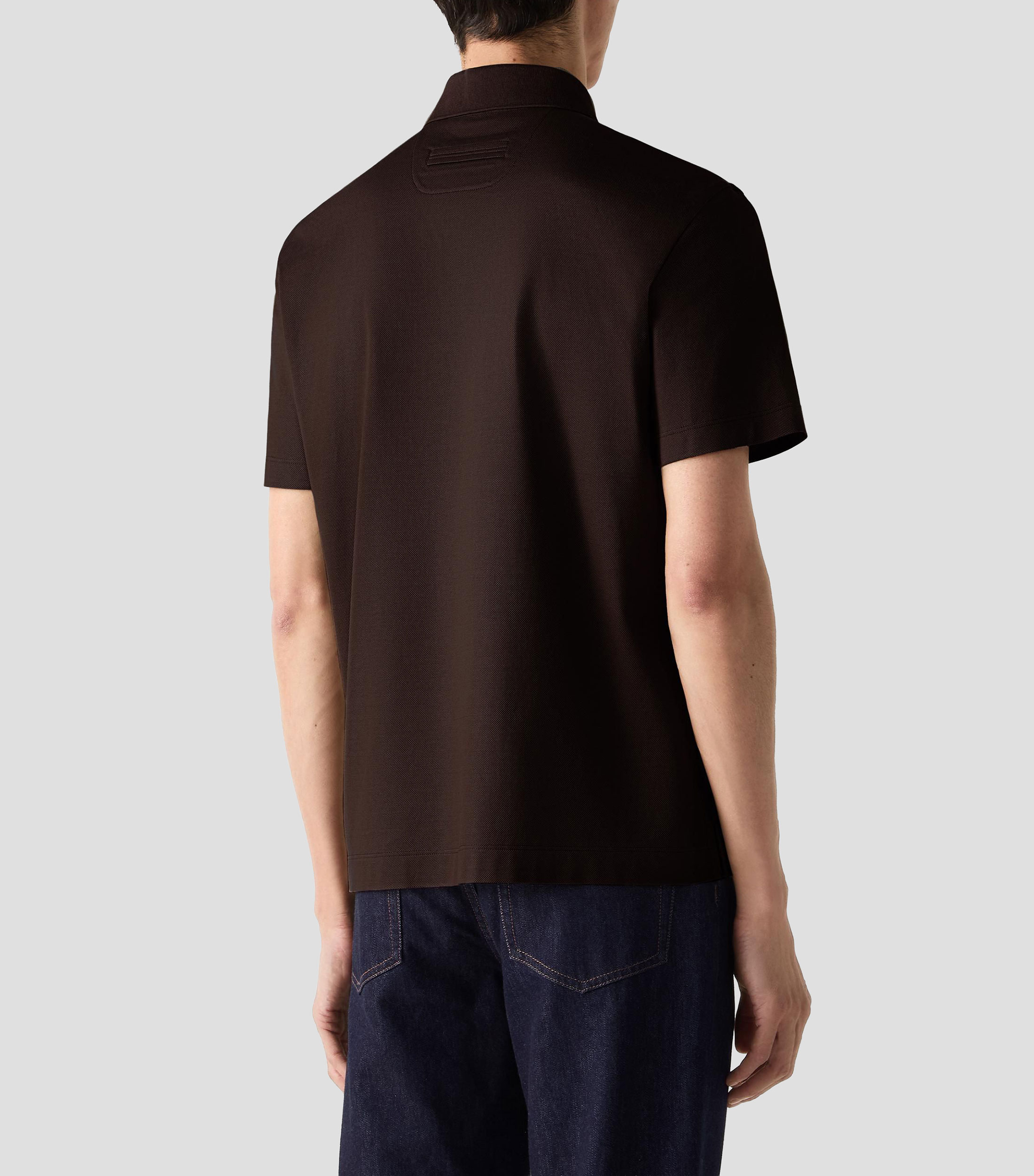 Playera tipo polo con manga corta lisa Hombre
