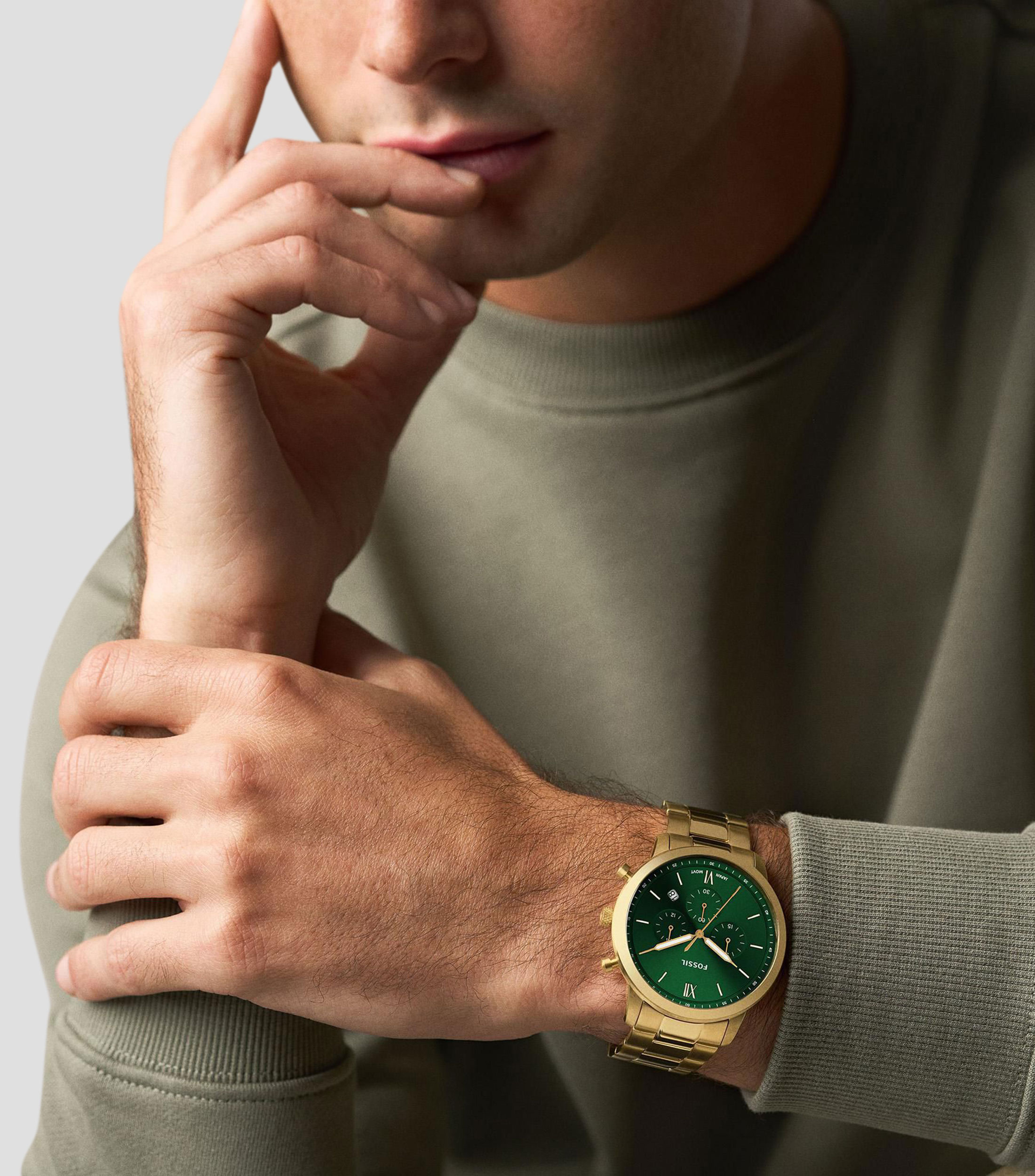 Reloj para Hombre Neutra Clásico Verde, Dorado