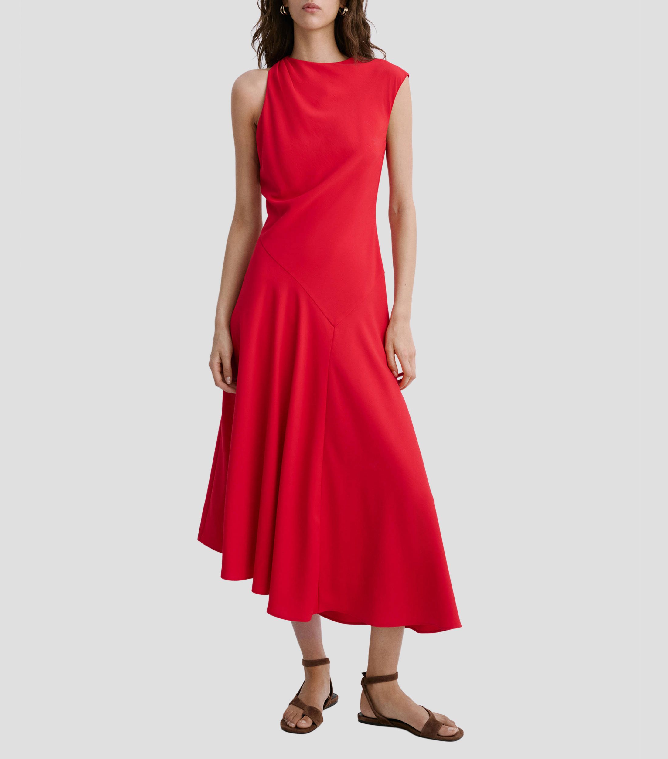 Vestido midi liso Mujer