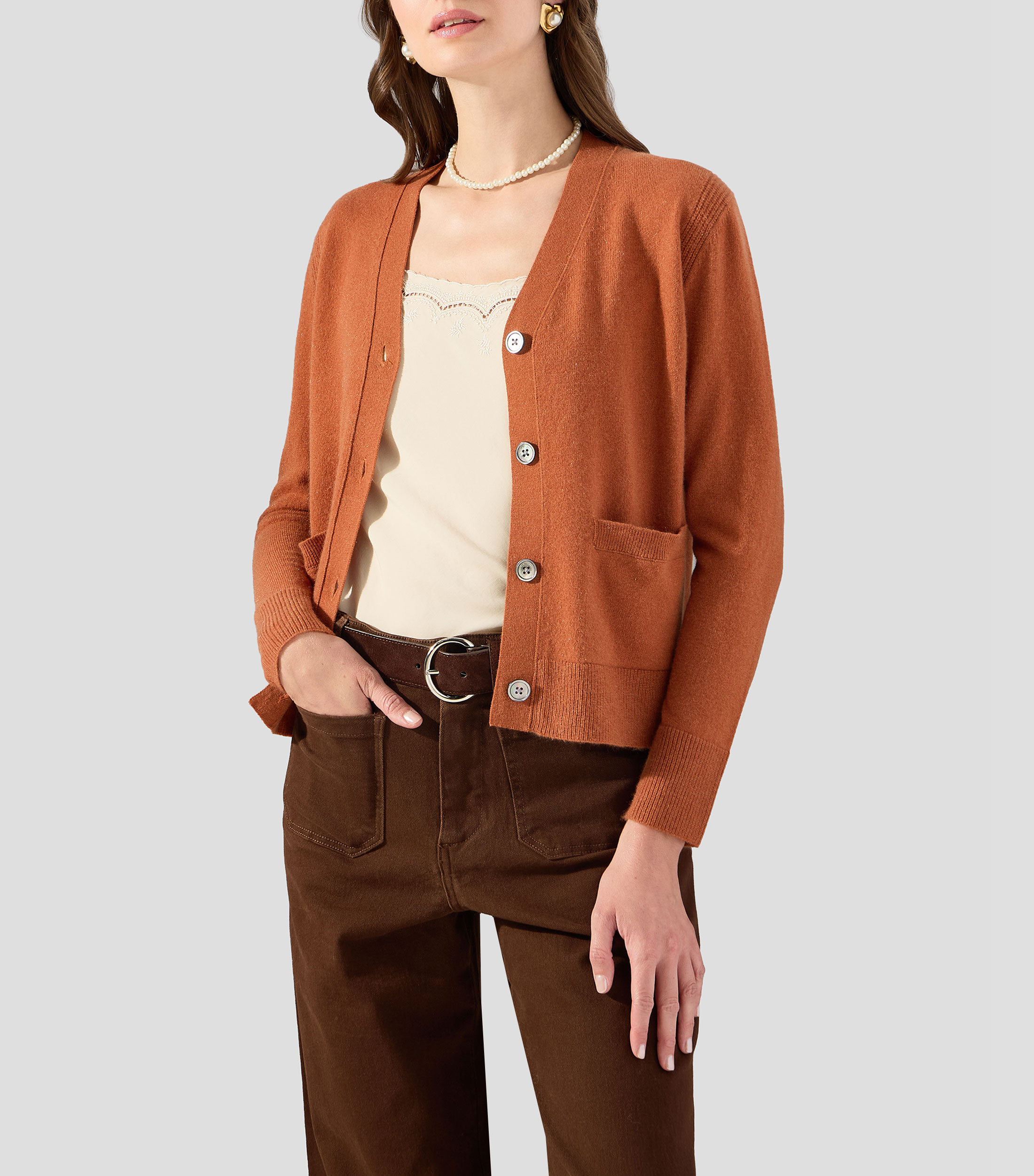 Cárdigan Cashmere liso Mujer