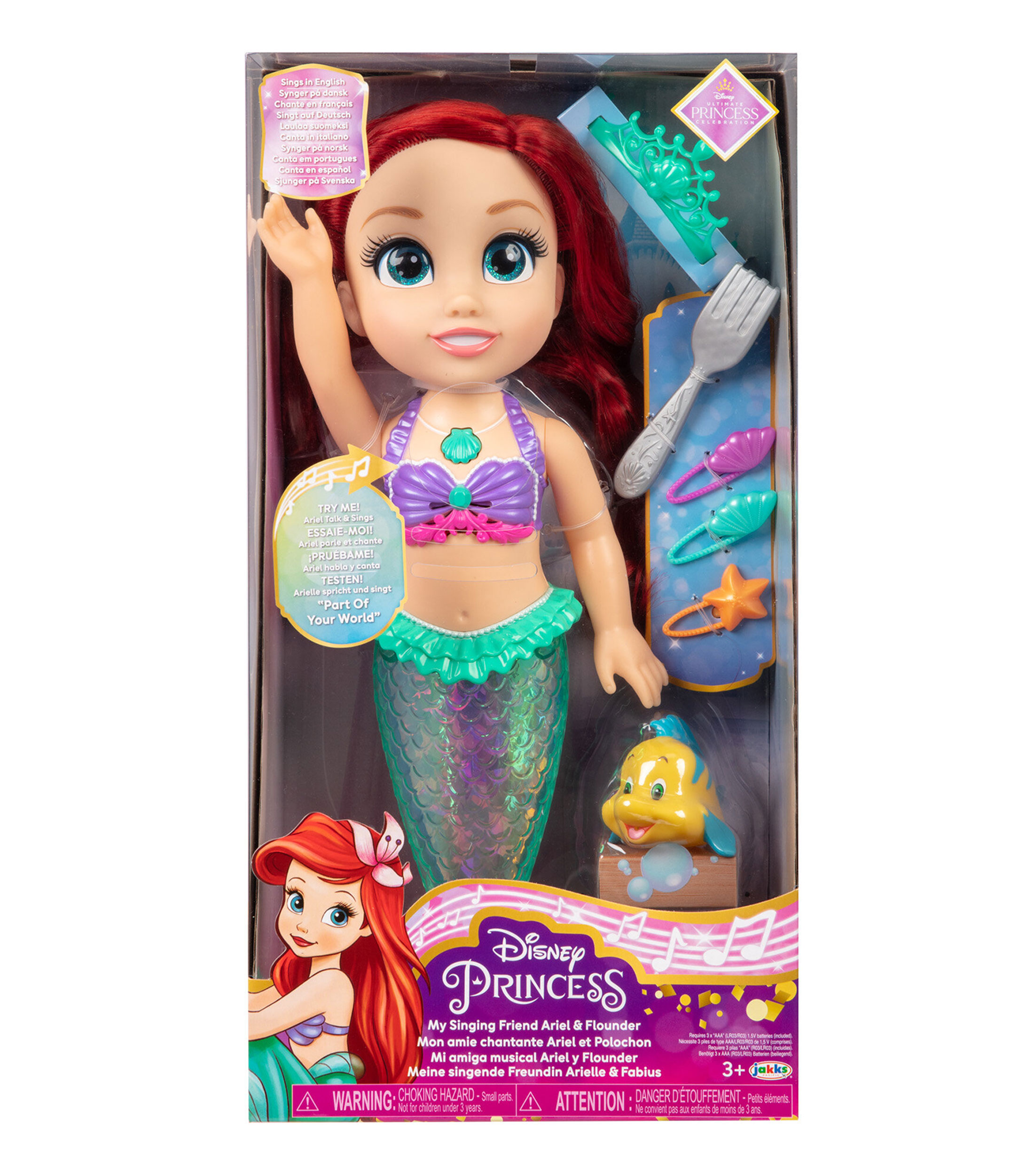 Muñeca Ariel y Flouder musical Disney Princess