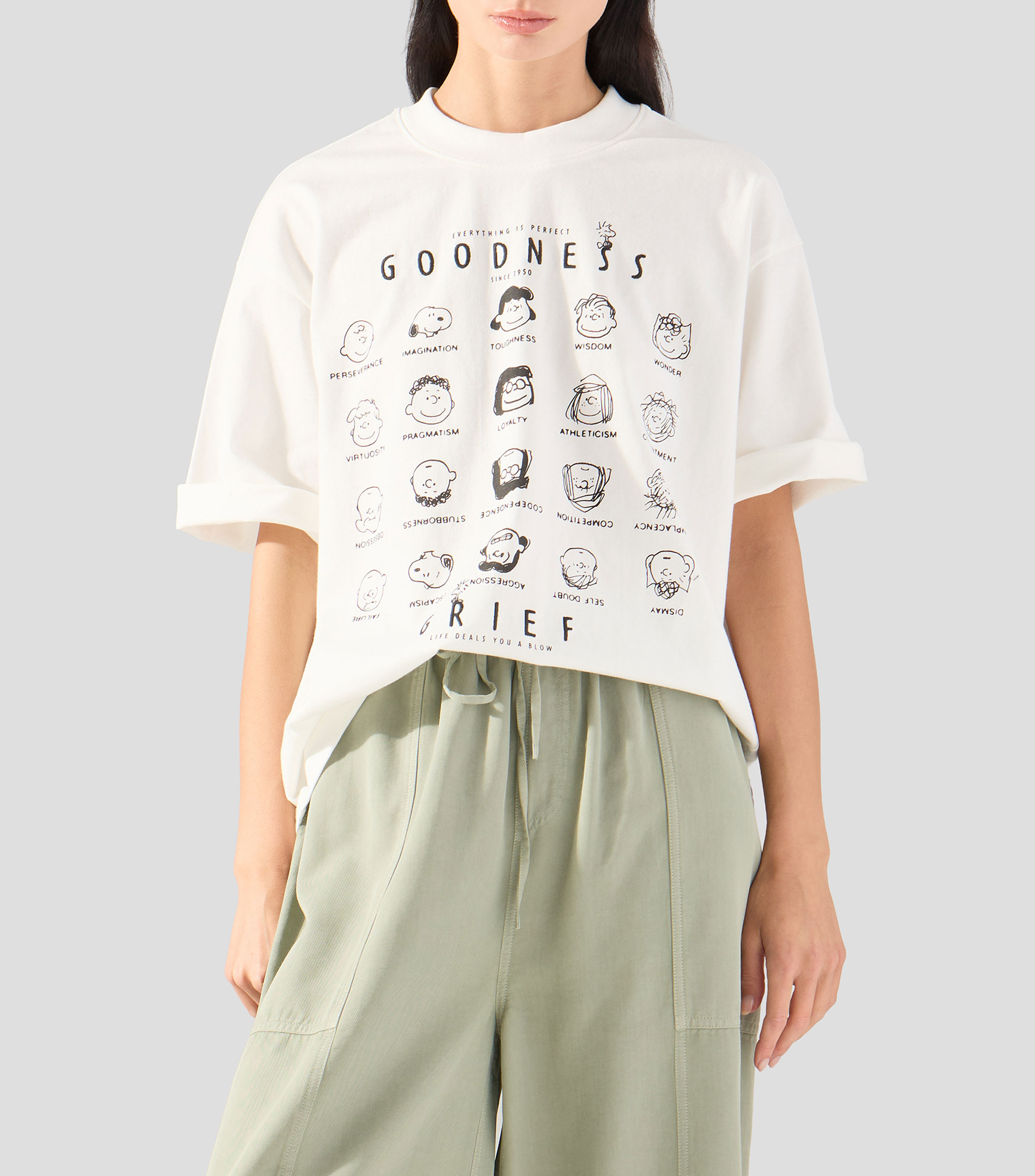 Playera de cuello redondo con manga corta estampada Mujer