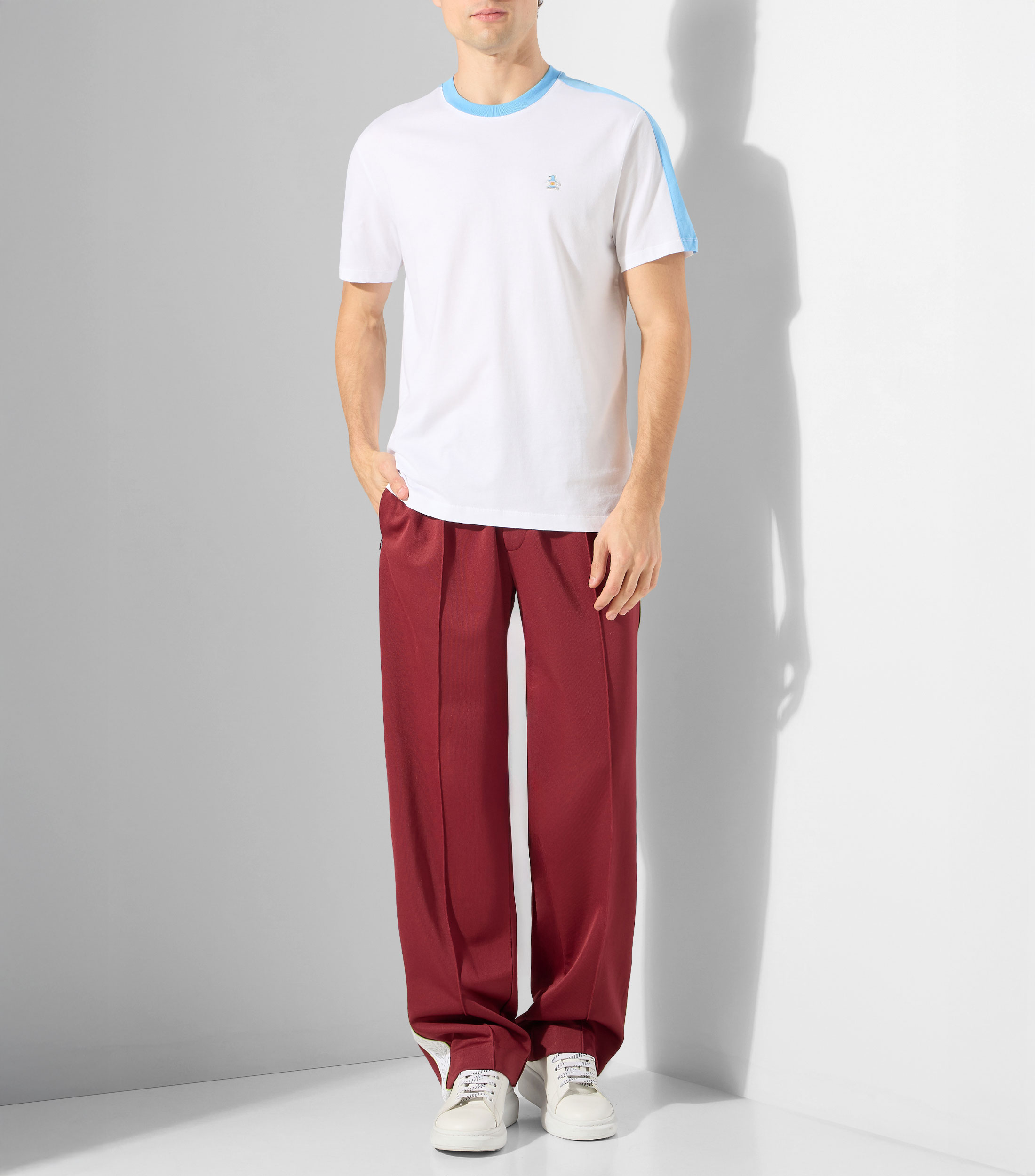 Playera de cuello redondo con manga corta lisa Hombre