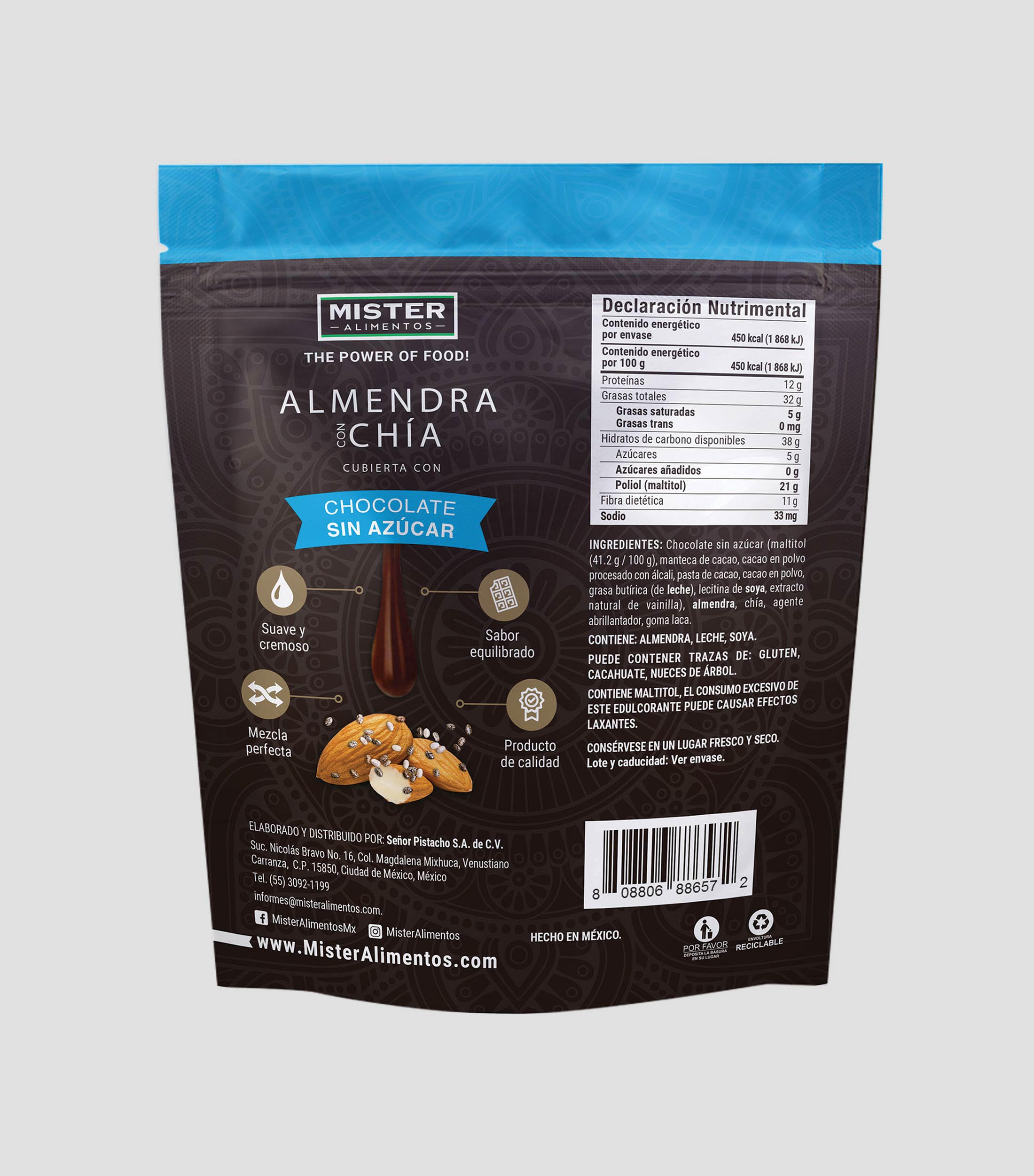 Almendra con Chocolate y Chía, 100 g
