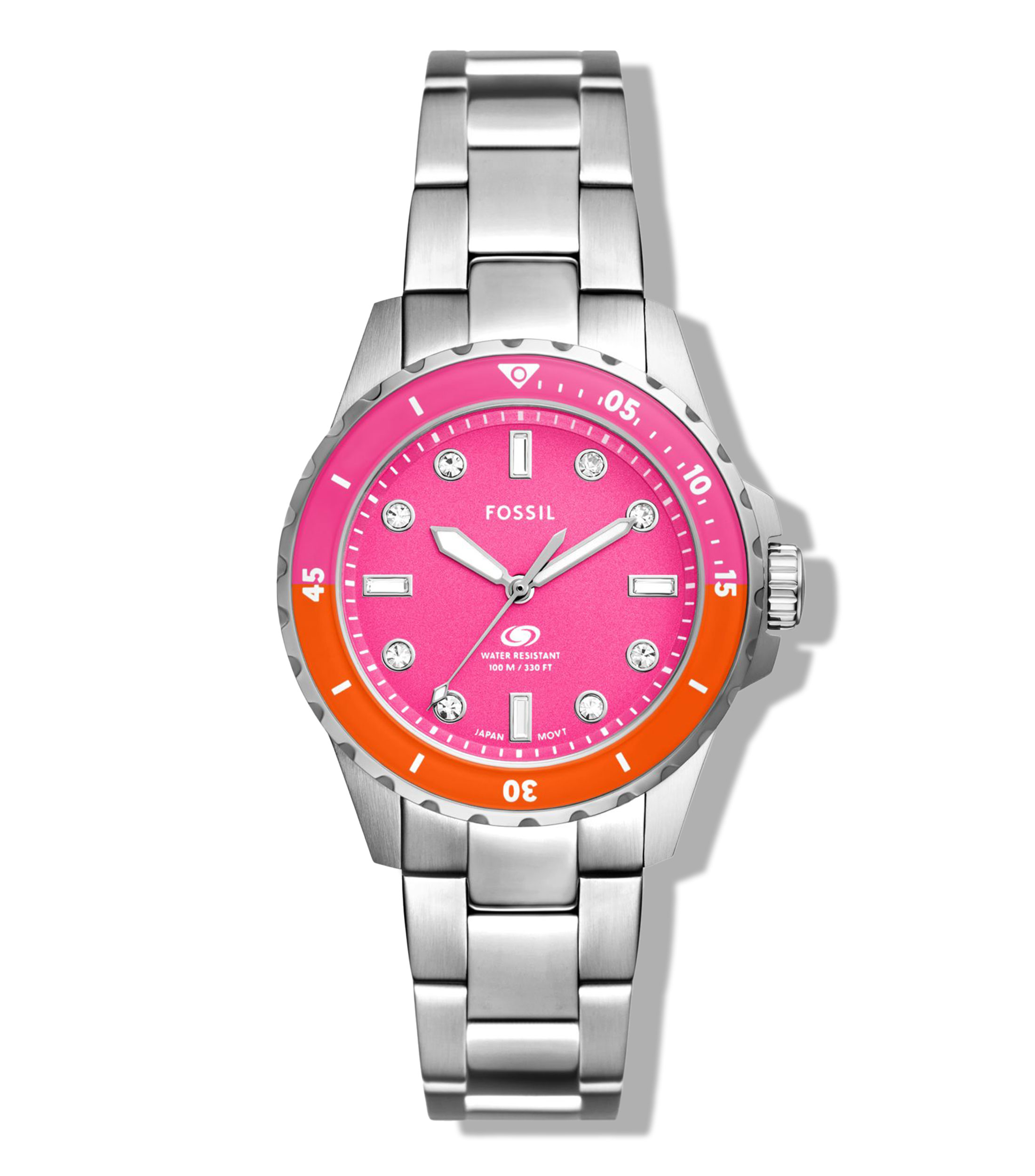 Reloj para Mujer Diver Casual, Plateado, Rosa