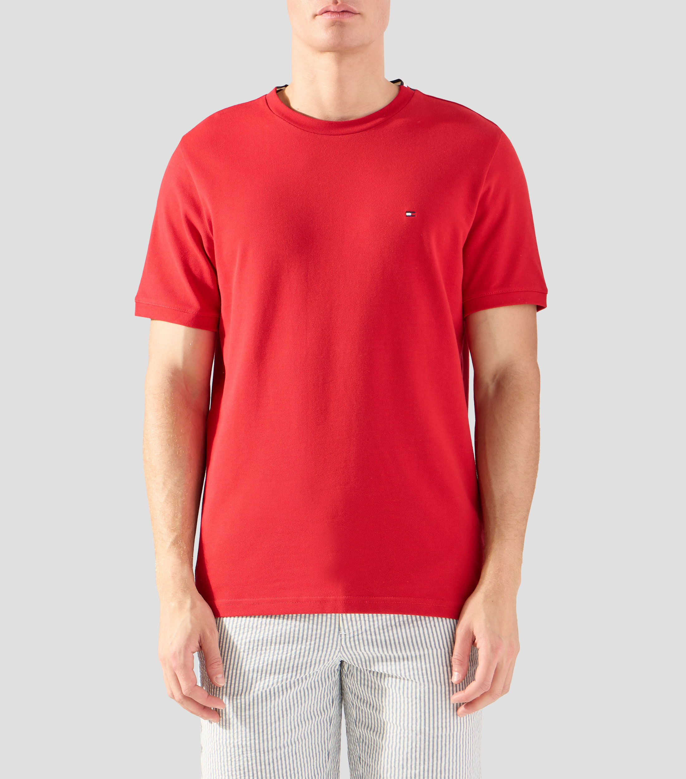 Playera de cuello redondo con manga corta lisa Hombre