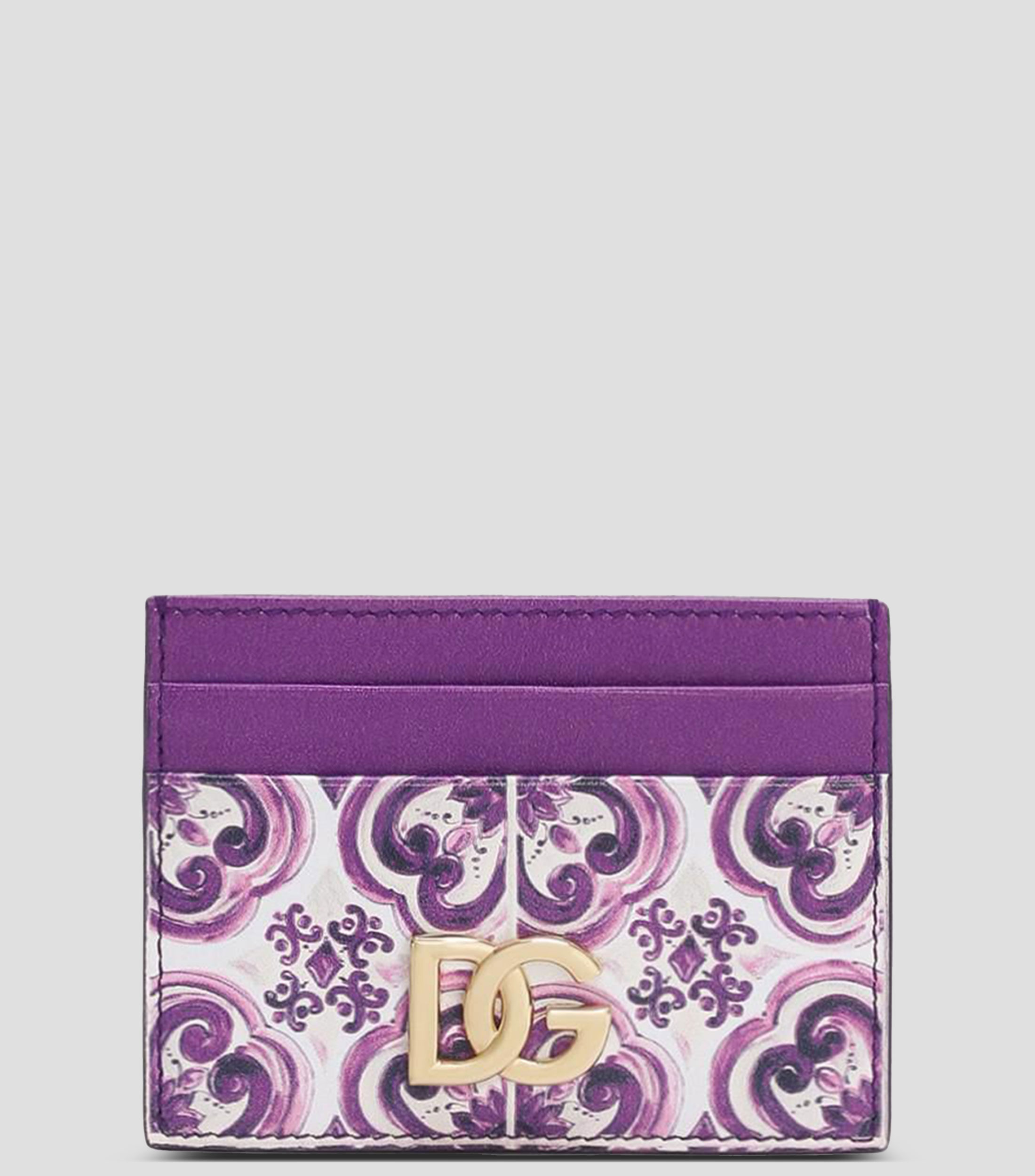 Tarjetero en piel estampado Mayólica Mujer