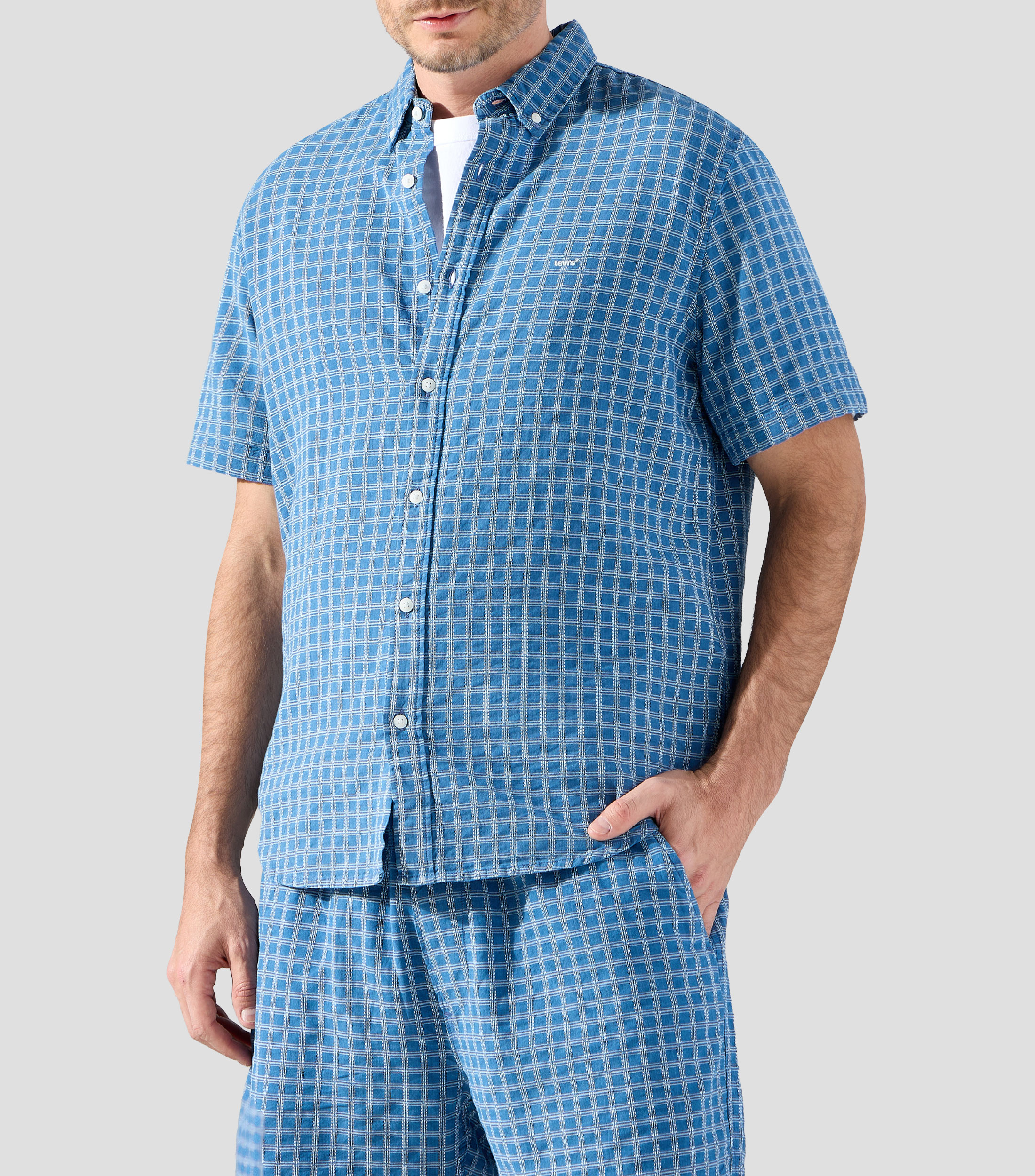 Camisa cuadros manga corta Hombre