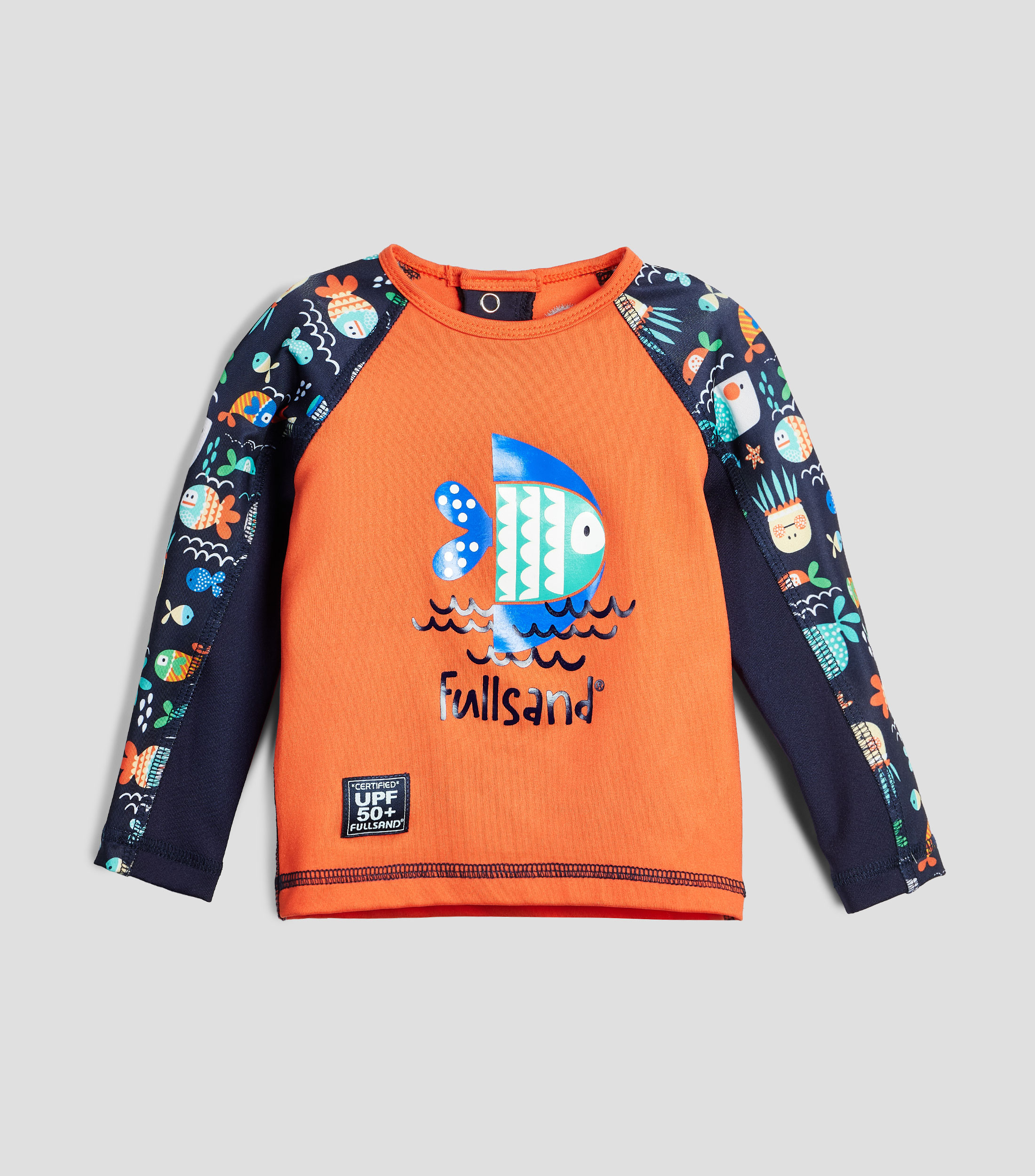 Playera traje de baño cuello redondo manga larga estampada Bebé